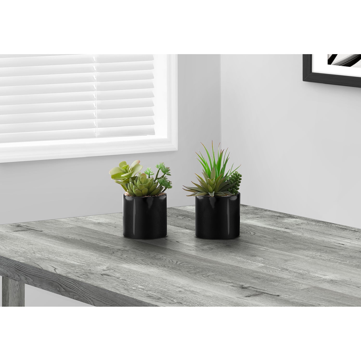 Monarch Specialties I 9554 – plante artificielle, 7&nbsp;po de hauteur, succulente, intérieur, faux Faux, table, verdure, en pot, ensemble de 2,