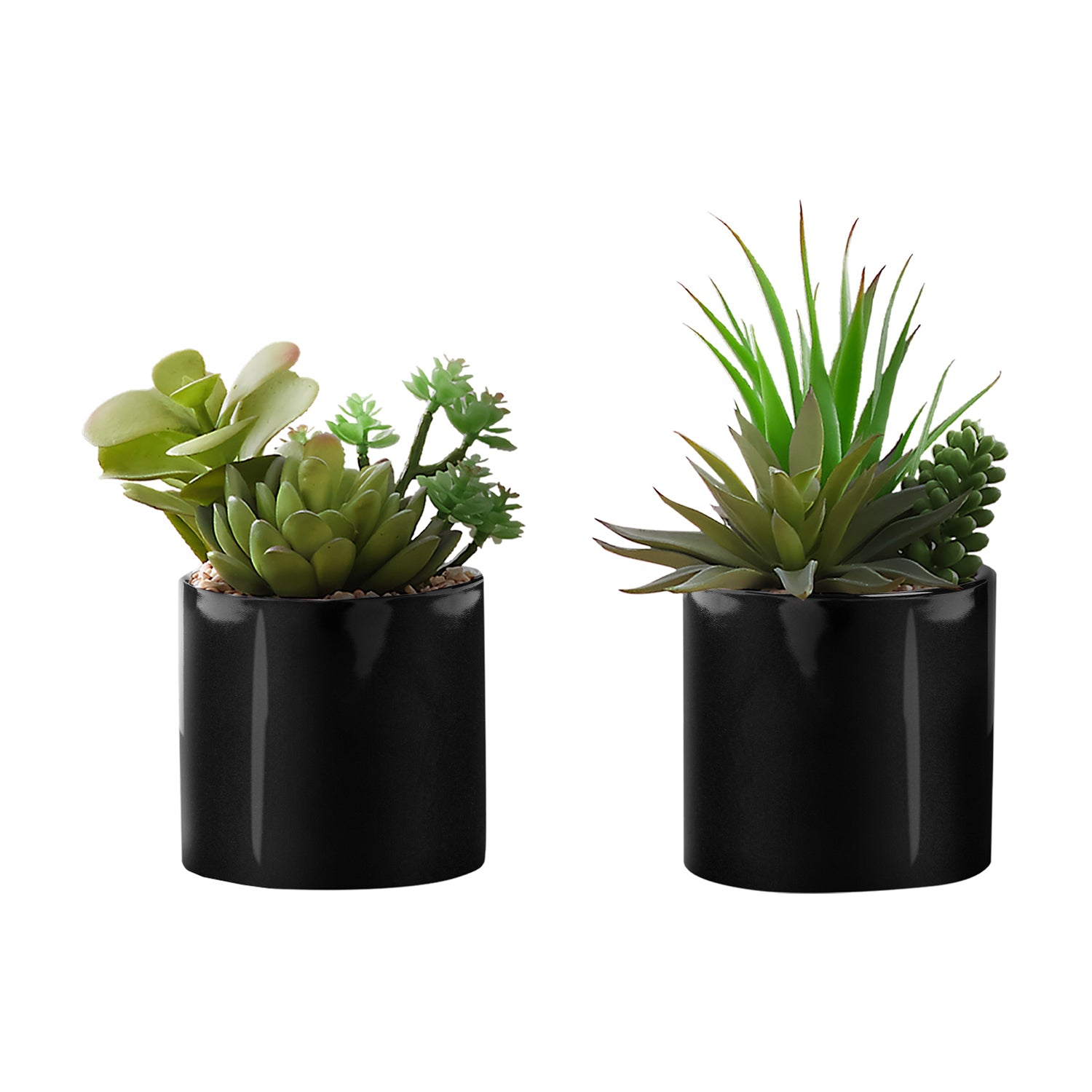 Monarch Specialties I 9554 – plante artificielle, 7&nbsp;po de hauteur, succulente, intérieur, faux Faux, table, verdure, en pot, ensemble de 2,