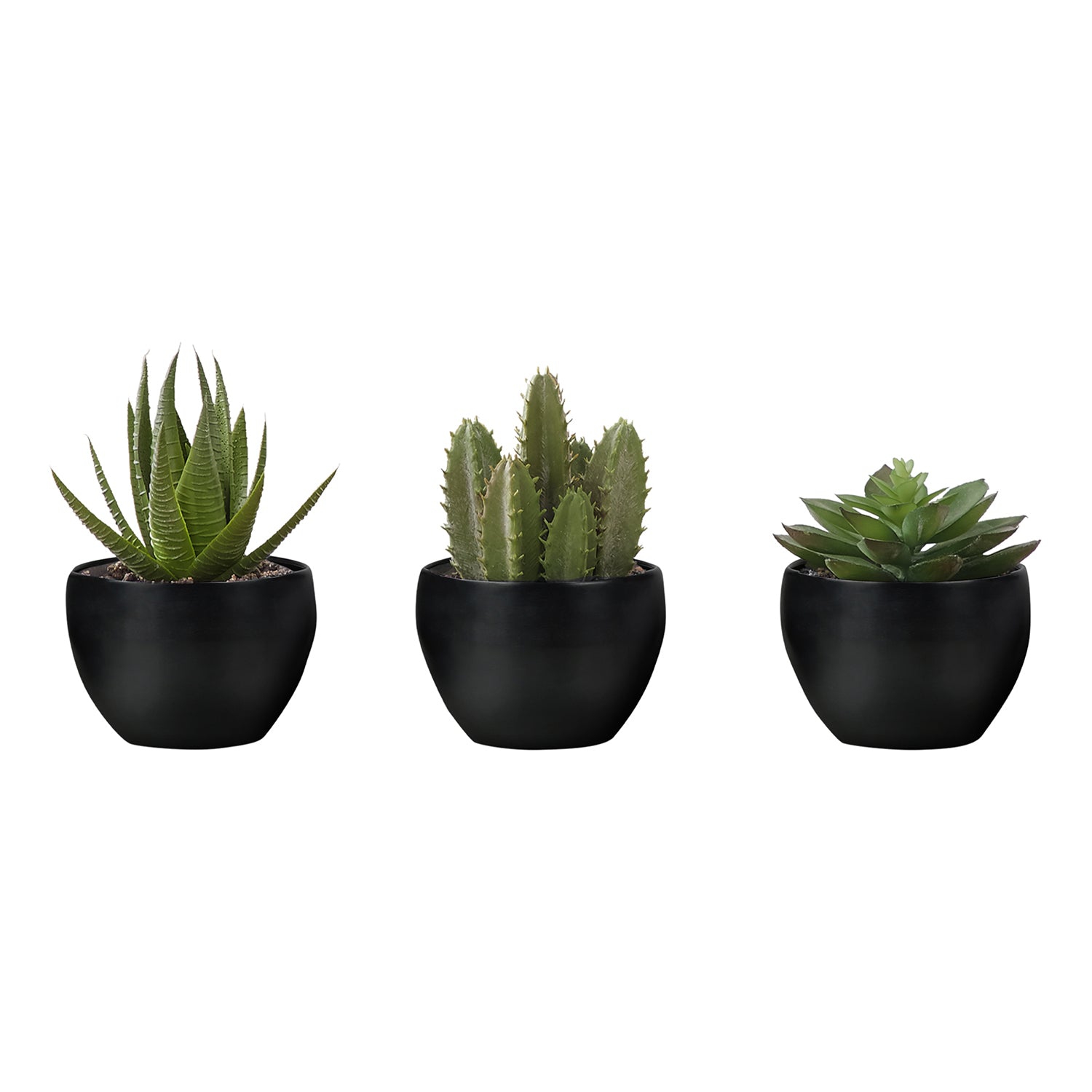 Monarch Specialties I 9556 – plante artificielle, 6&nbsp;po de hauteur, succulente, intérieur, faux Faux, table, verdure, en pot, ensemble de 3,