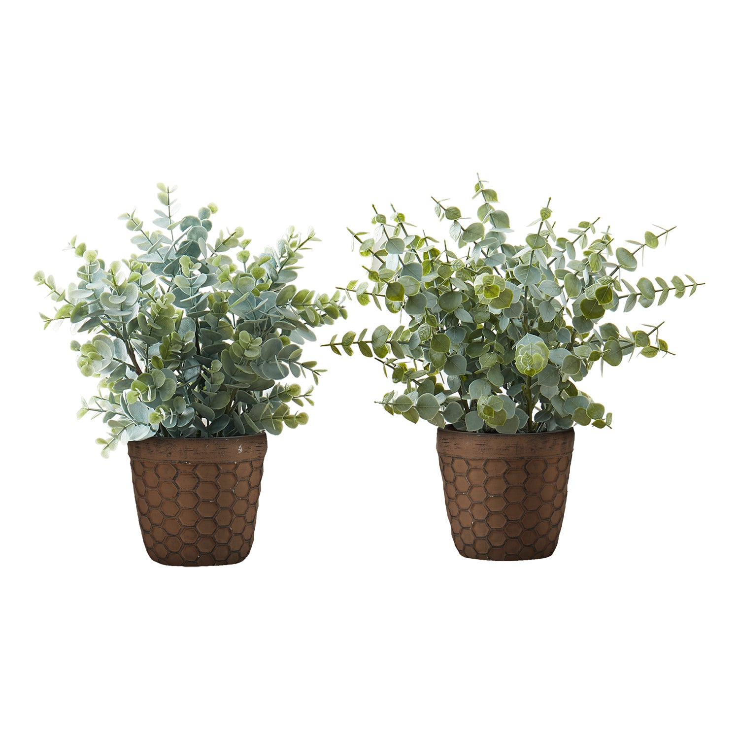 Monarch Specialties I 9560 - Artificial Plant, 13" Tall, Eucalyptus Grass, Indoor, Faux, Fake, Table, Greenery, Potted, Set Of 2, Decorative, Green