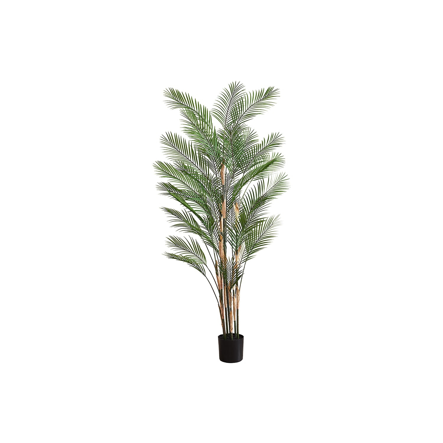 Monarch Specialties I 9590 - Artificial Plant, 83" Tall, Palm Tree, Decorative, Floor, Indoor, Potted, Real Touch, Green Leaves, Black Pot