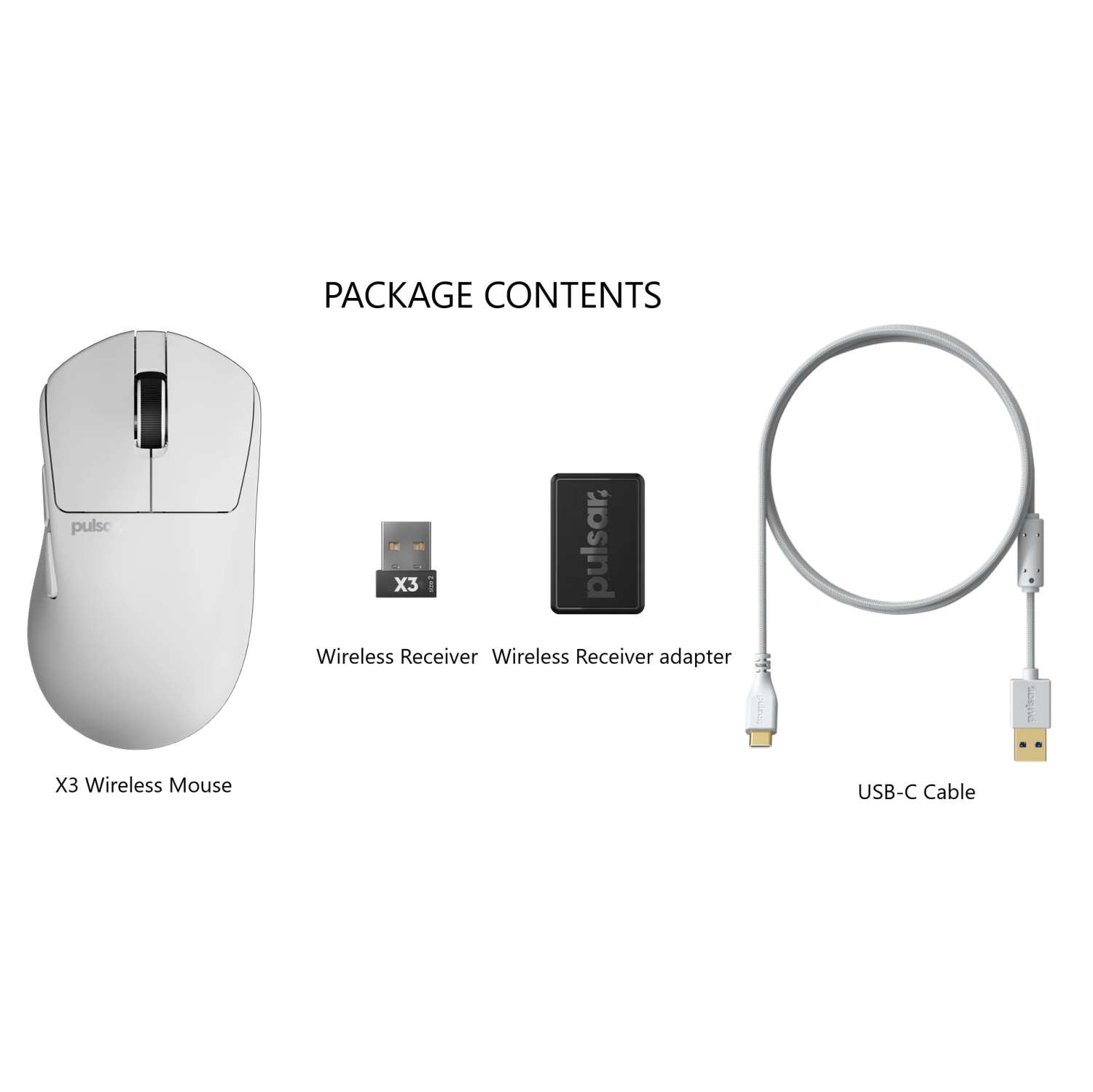 Pulsar X3 Wireless Gaming Mouse - Ultra-Light 55 g, XS-1 32K DPI Sensor, 8K Polling, Ergonomic Right-Hand Design for Palm Grip or Claw Grip, White