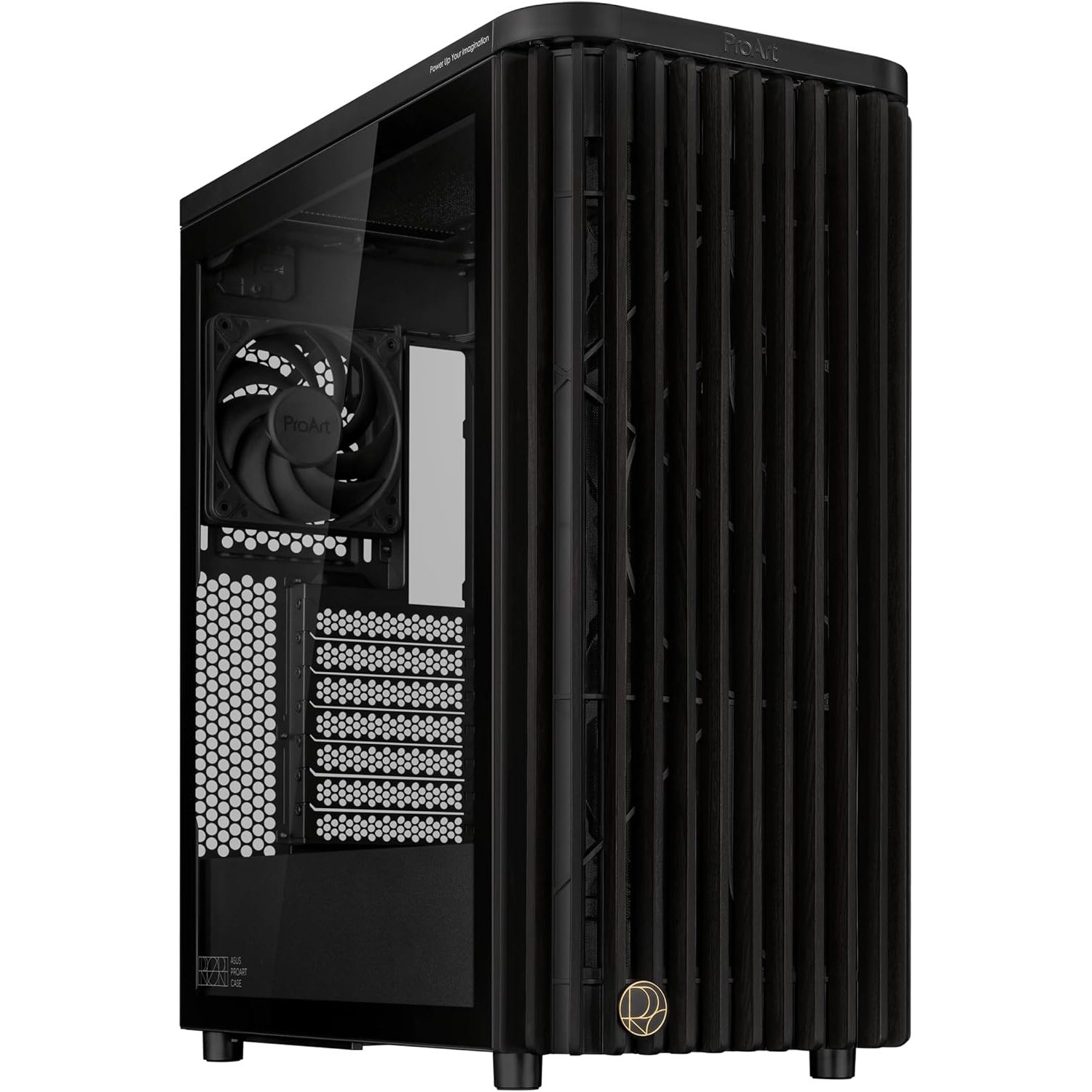 ASUS ProArt PA401 Wood Edition ATX Mid-Tower Case – Tempered Glass, FSC-Certified Wooden Front Panel, Dual 160mm Fans, Power & Reset Button Lock,