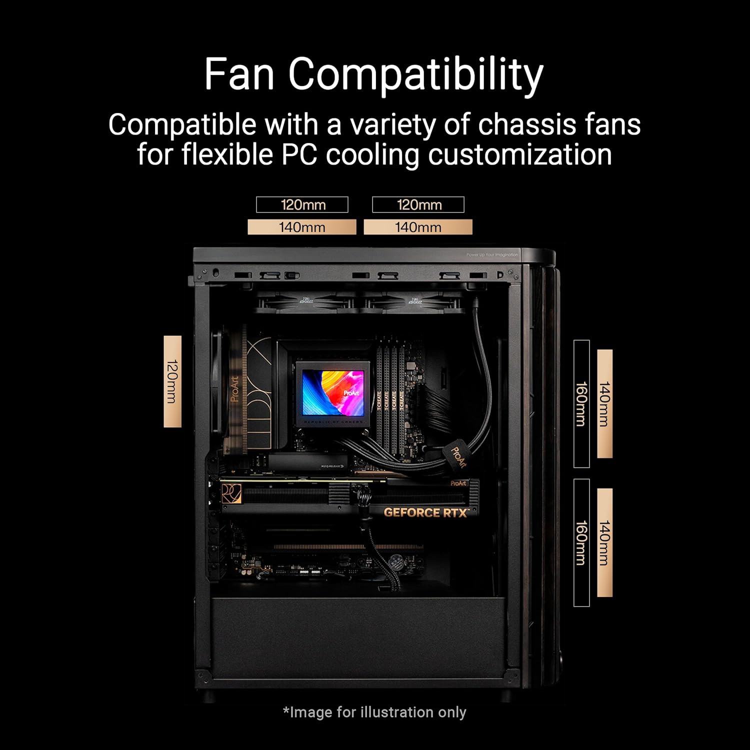 ASUS ProArt PA401 Wood Edition ATX Mid-Tower Case – Tempered Glass, FSC-Certified Wooden Front Panel, Dual 160mm Fans, Power & Reset Button Lock,