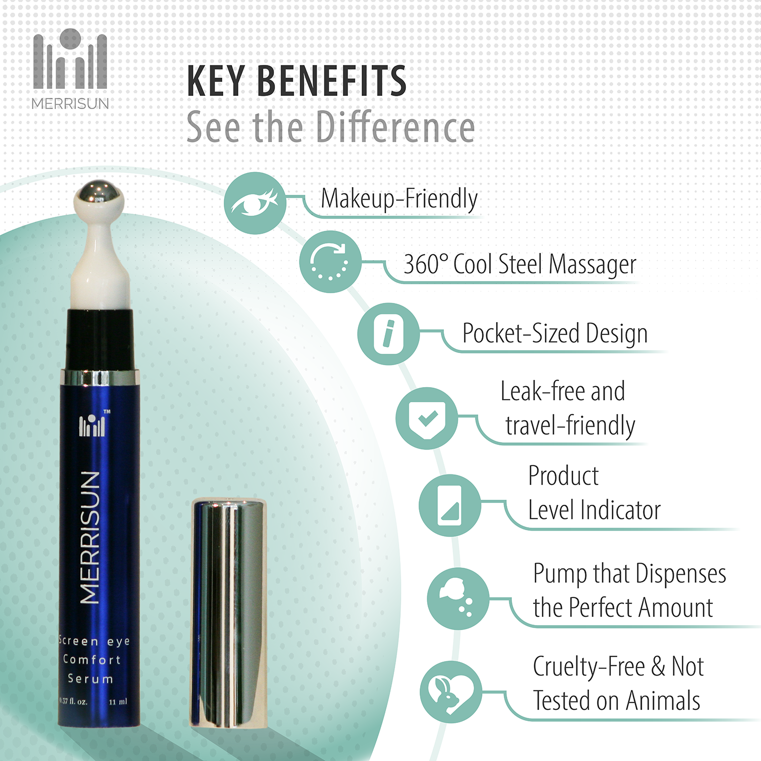 MERRISUN Screen Fatigue Eye Serum – Hydrating & Revitalizing Care for Tired, Screen-Weary Eyes – Reduces Puffiness & Dark Circles with Antioxidant