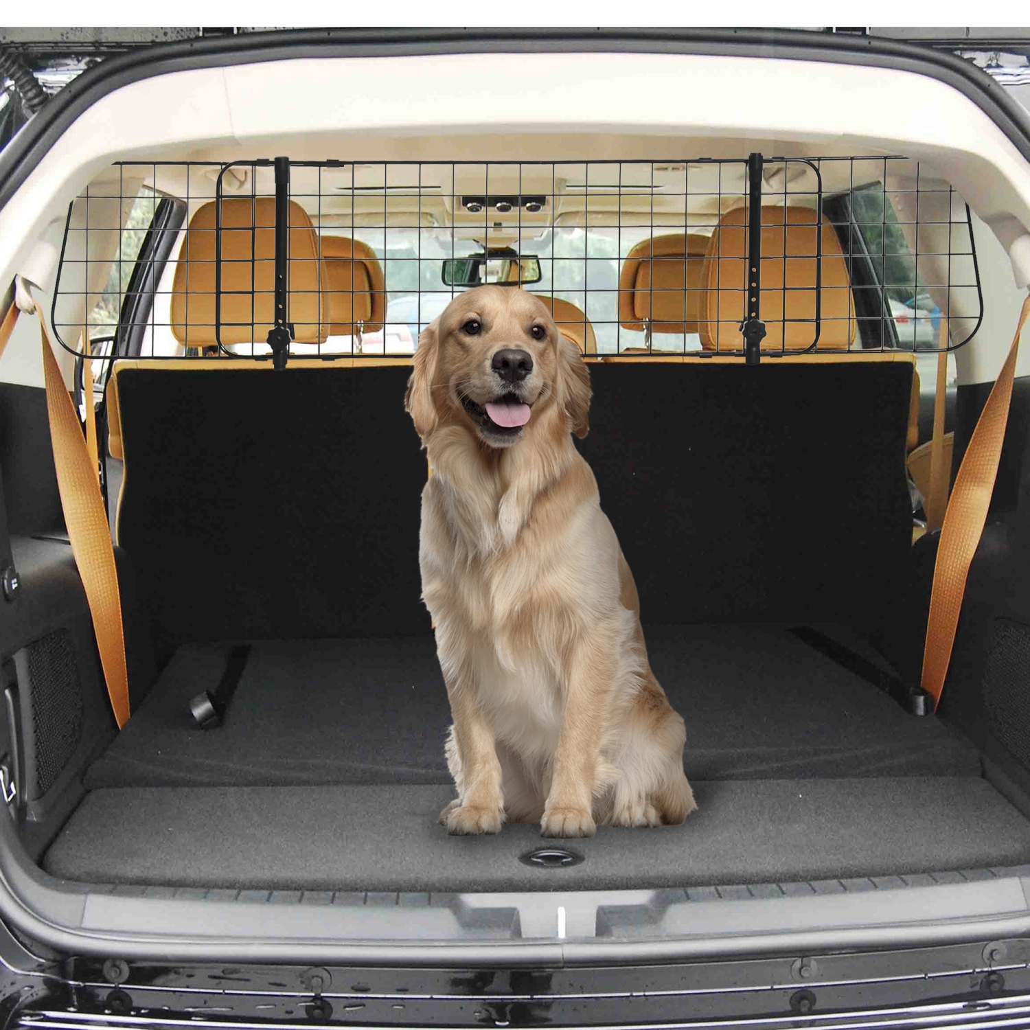 PawHut 36"-60" Adjustable Dog Car Barrier, Vehicle Pet Barrier Heavy Duty Dog Fence Car Safety Guard Gate for SUV Vans Trucks