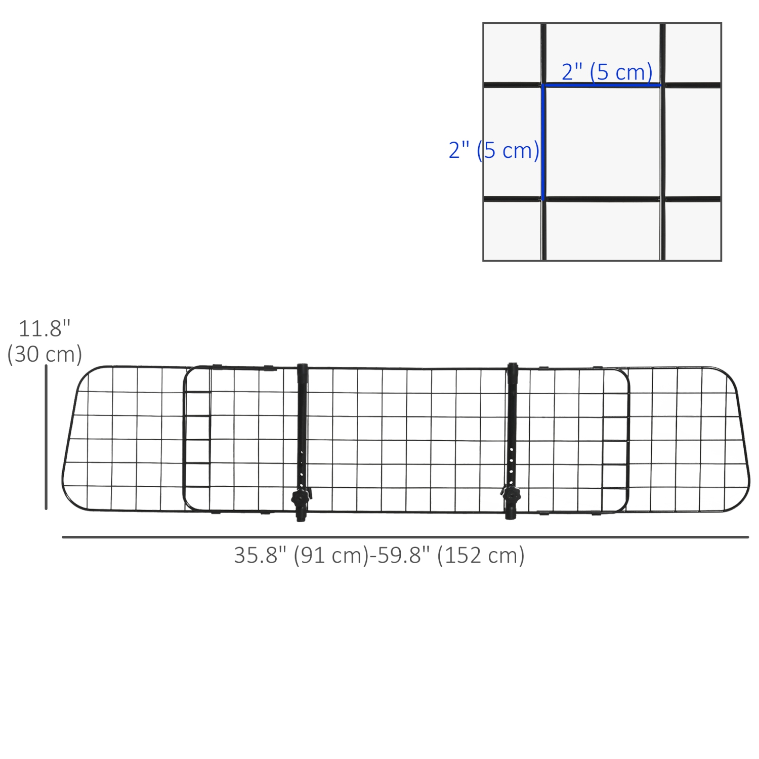 PawHut 36"-60" Adjustable Dog Car Barrier, Vehicle Pet Barrier Heavy Duty Dog Fence Car Safety Guard Gate for SUV Vans Trucks