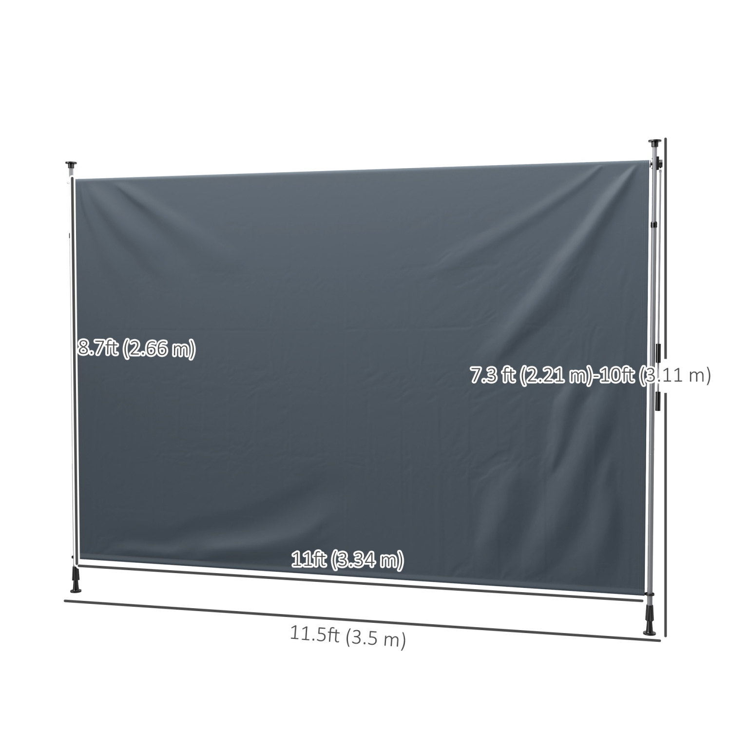 Outsunny 11.5' x 10' Retractable Patio Awning, Manual Outdoor Privacy Screen with UPF30+ & Water-Resistant Fabric for Patio, Balcony, Terrace, Pool,