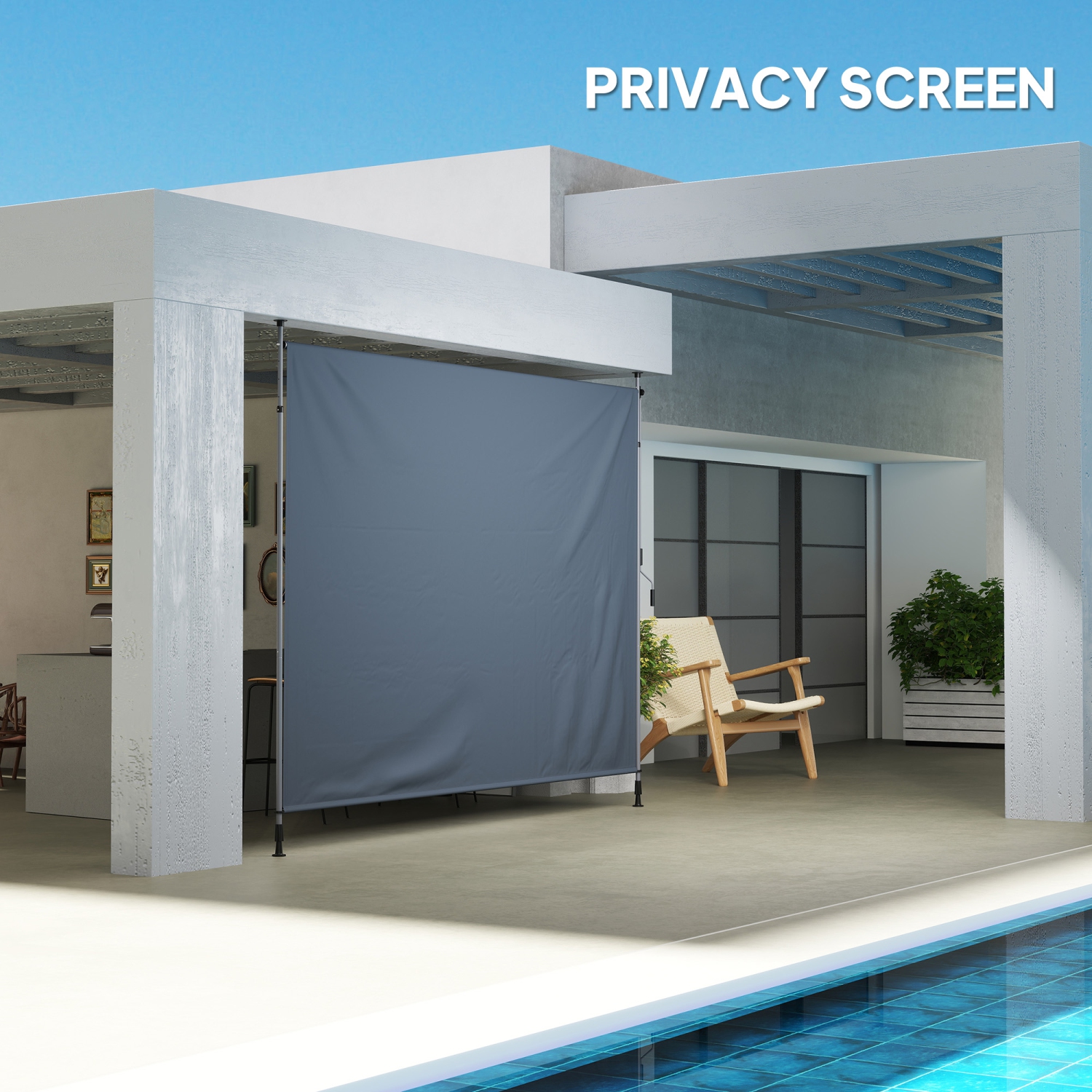 Outsunny 11.5' x 10' Retractable Patio Awning, Manual Outdoor Privacy Screen with UPF30+ & Water-Resistant Fabric for Patio, Balcony, Terrace, Pool,