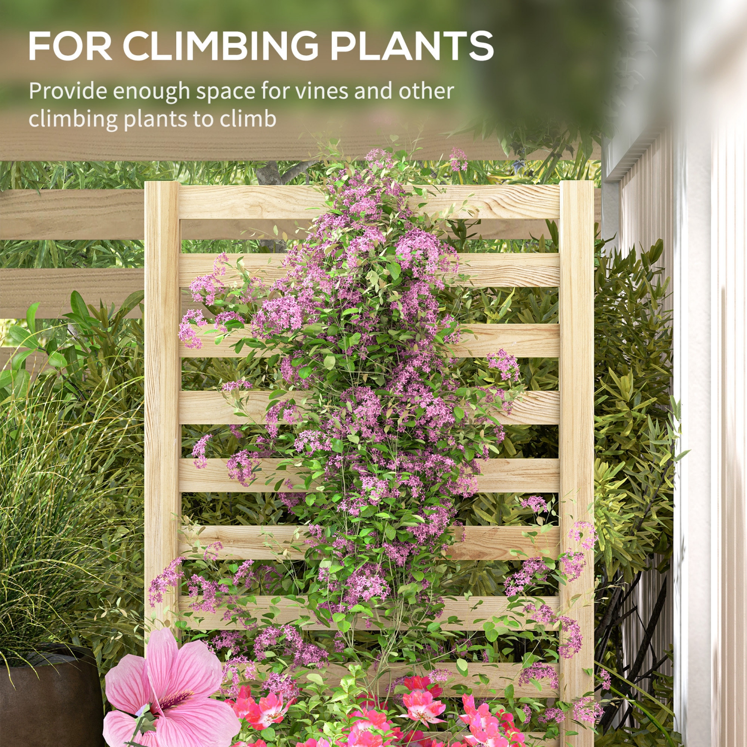 Outsunny – Bac de jardin surélevé avec treillis, jardinière en bois de 45 x 24&nbsp;po, base ouverte, pour plantes d'extérieur, légumes, fleurs,