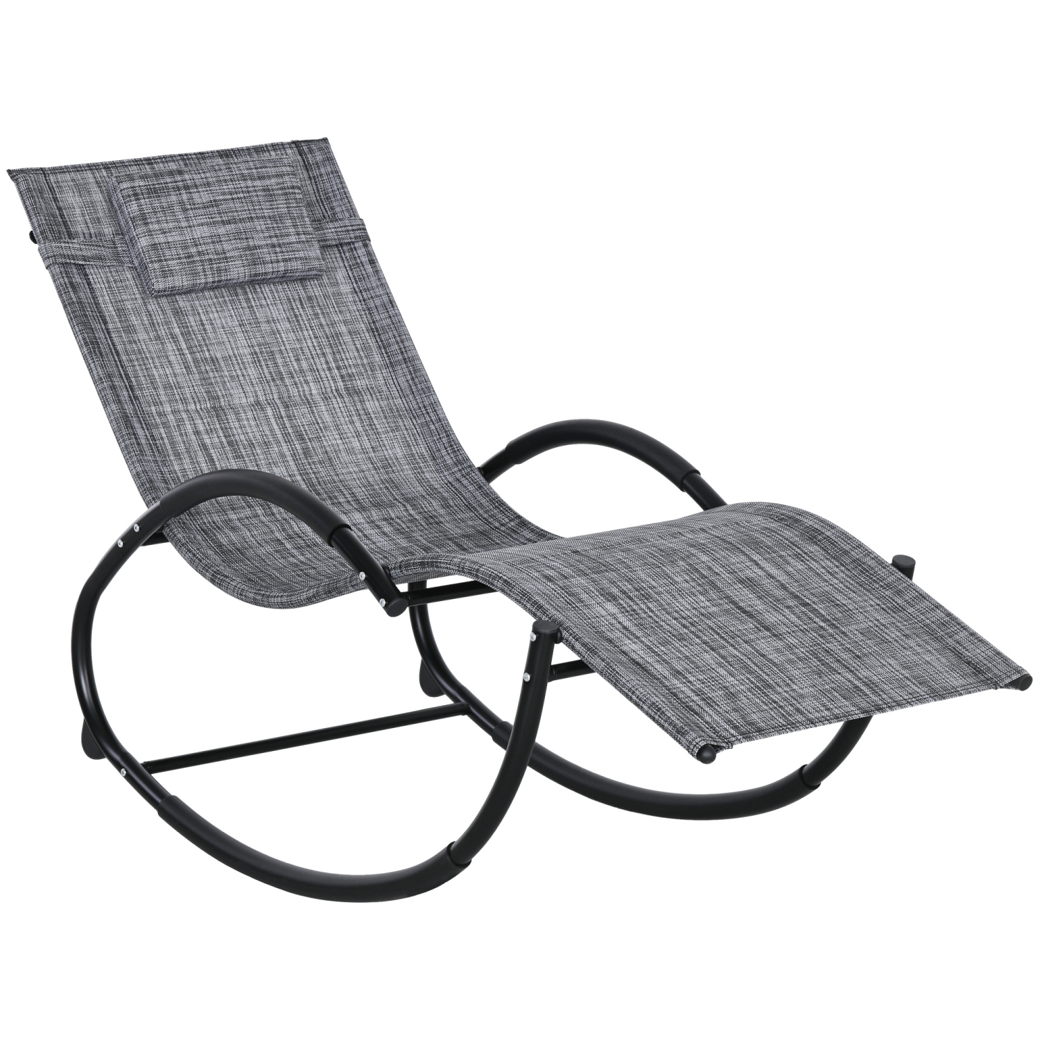 Chaise longue berçante extérieure de patio Outsunny Zero Gravity avec siège en filet rembourré gris