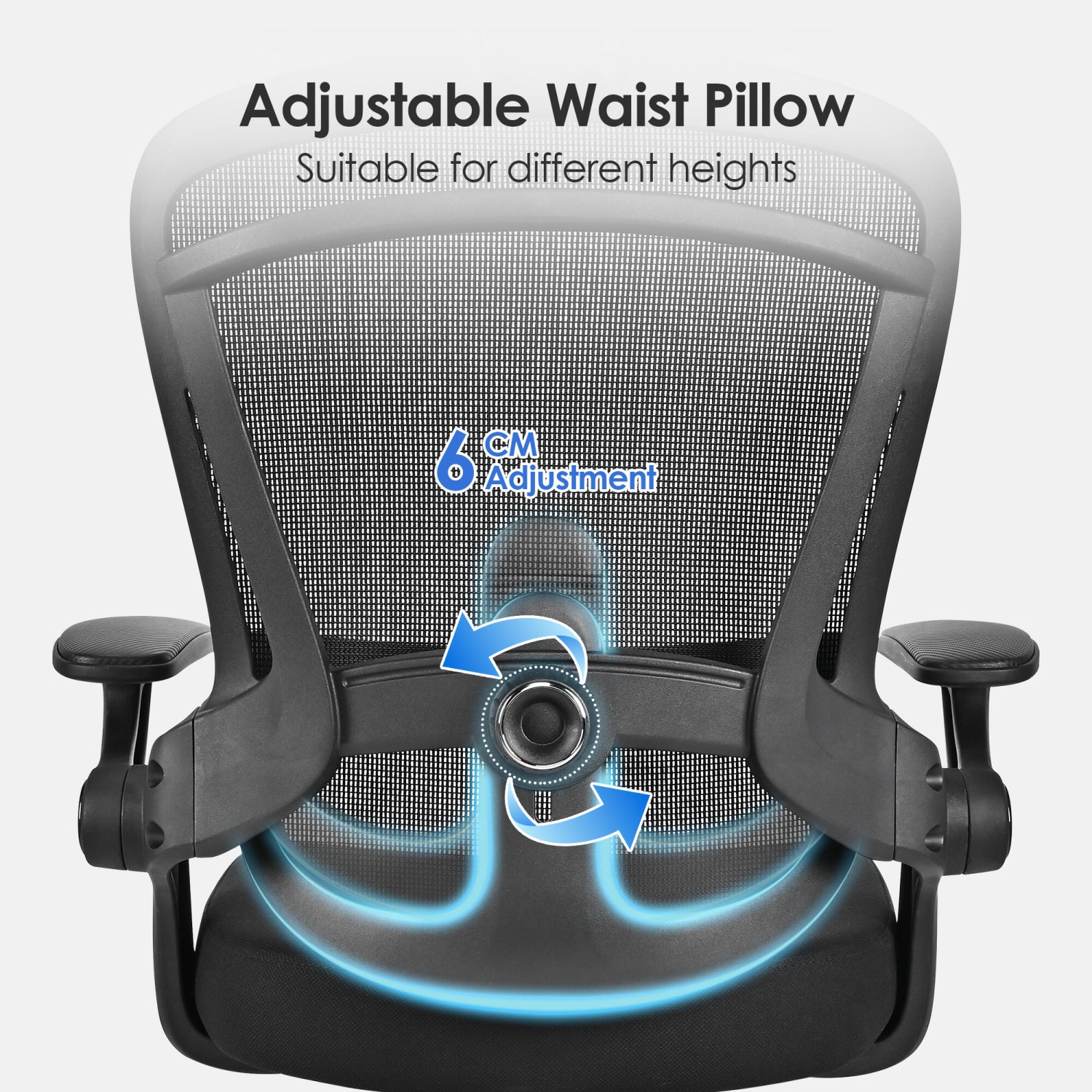 Ergonomic Mesh Office Chair, High Back Computer Desk Chair with Flip-Up Armrests, Adjustable Headrest and Lumbar Support