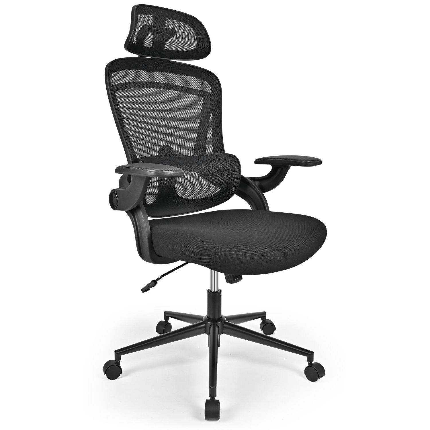 Ergonomic Mesh Office Chair, High Back Computer Desk Chair with Flip-Up Armrests, Adjustable Headrest and Lumbar Support