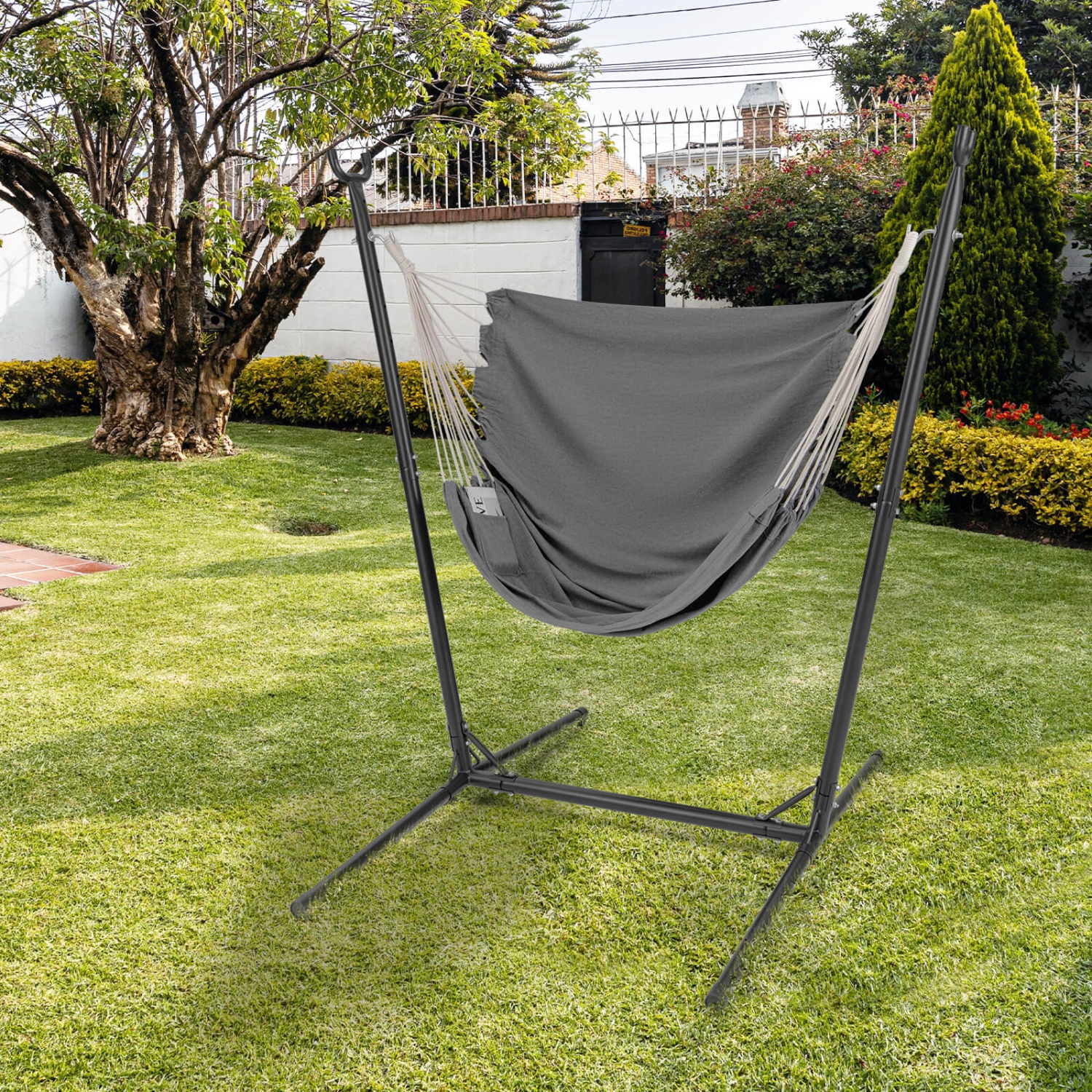 Costway Adjustable Hammock Chair with Stand 6 Adjustable Positions Storage Pocket Sturdy