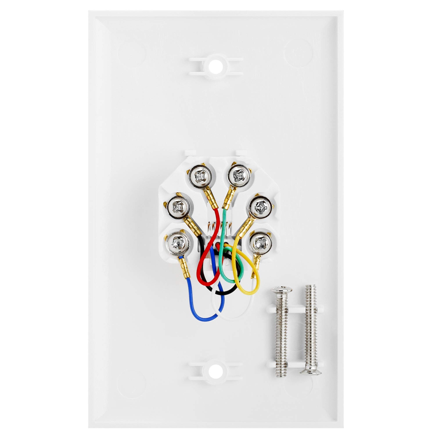 Cmple – Connecteur RJ11 simple avec 6 conducteurs Prise pour plaque murale téléphonique 6P6C, prise murale simple pour téléphone, plaque murale avec