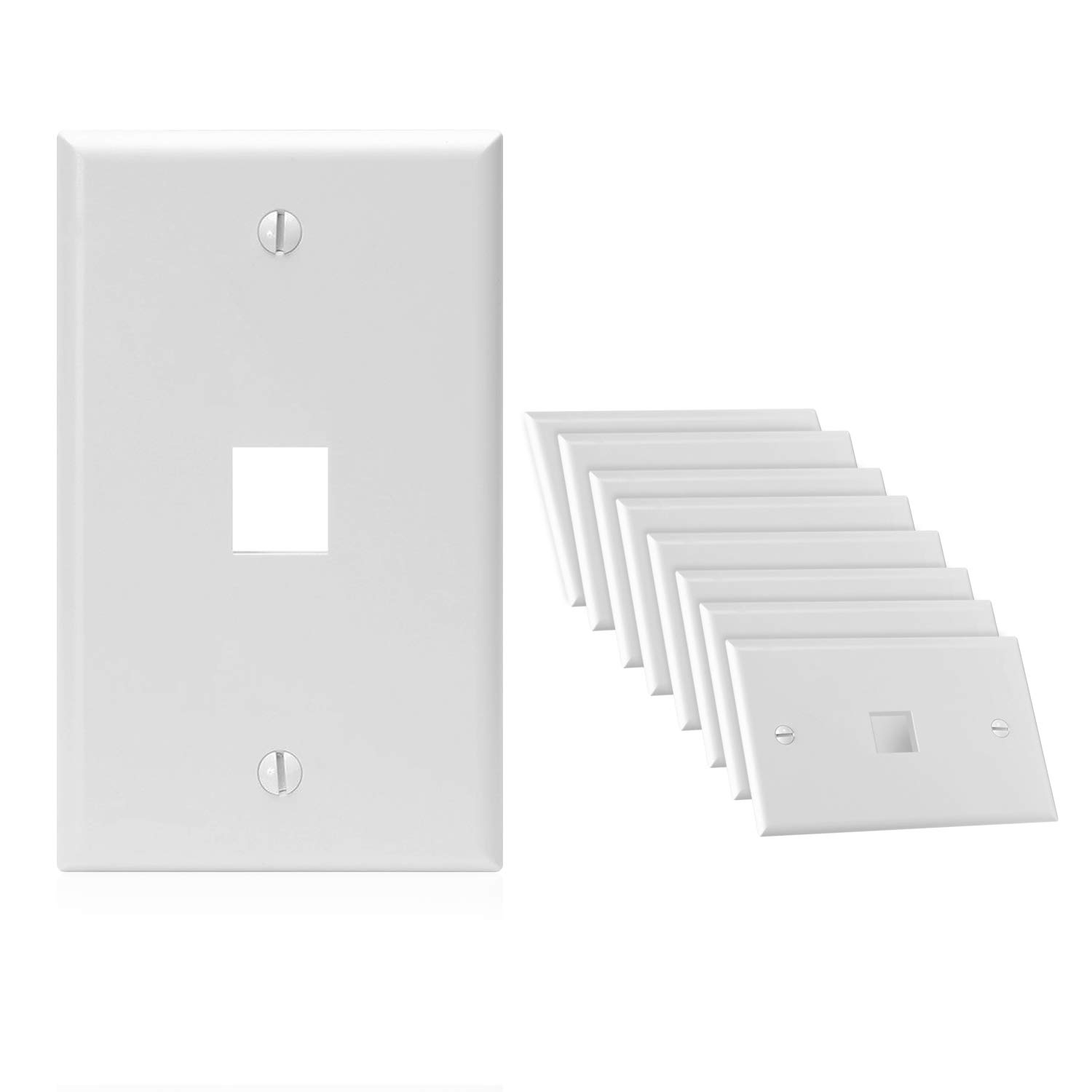 Cmple – Plaque murale Keystone à 1 ports blanche avec plaque de prise Keystone de taille standard, plaque murale Ethernet 1 Gang pour Keystone RJ45,