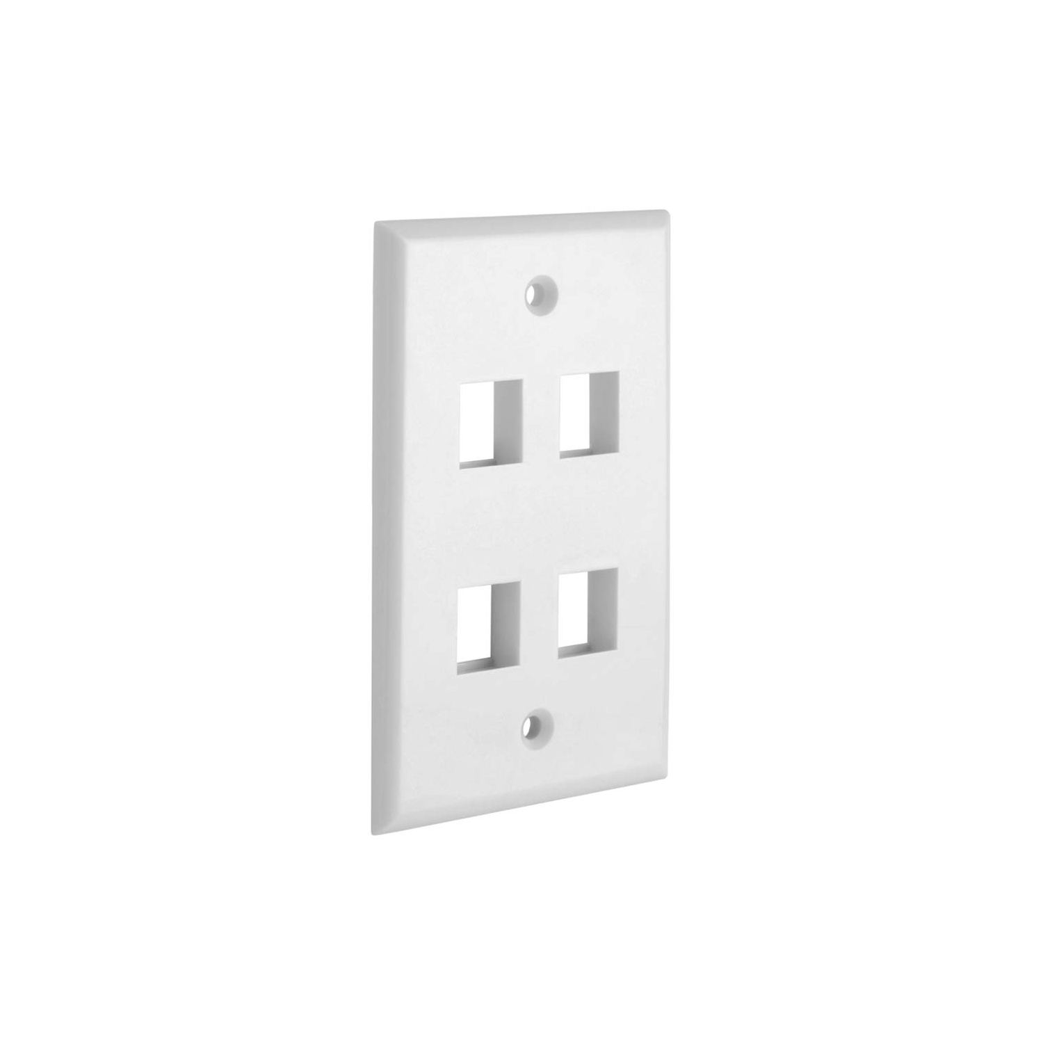 Cmple – Plaque murale Keystone à 4 ports blanche avec plaque de prise Keystone de taille standard, plaque murale Ethernet 1 Gang pour Keystone RJ45,