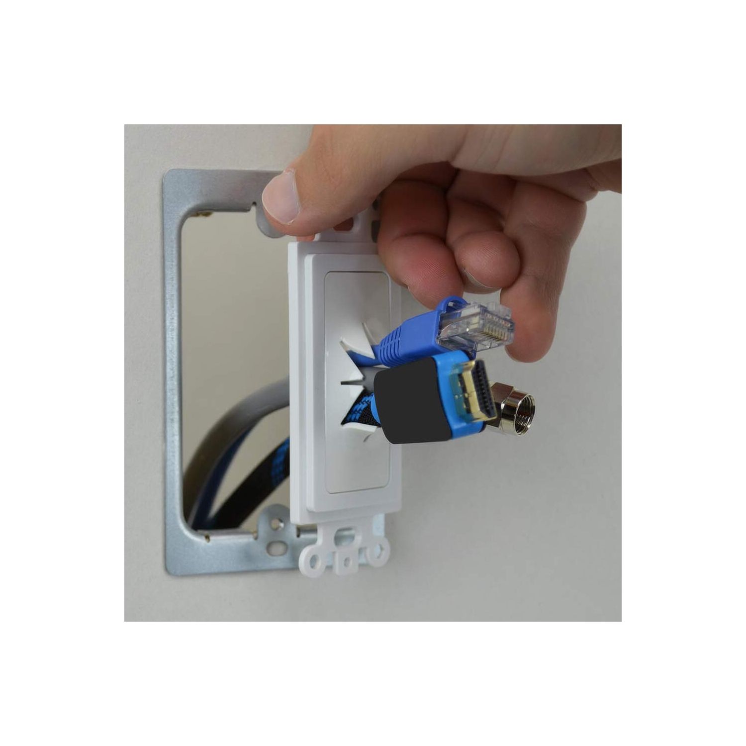 Cmple - 10 Pack Flexible Adapter Insert for Decorator Wall Plate 1-Gang Wall Plate with Flexible Opening Pass Through Single Gang Wall Plate for