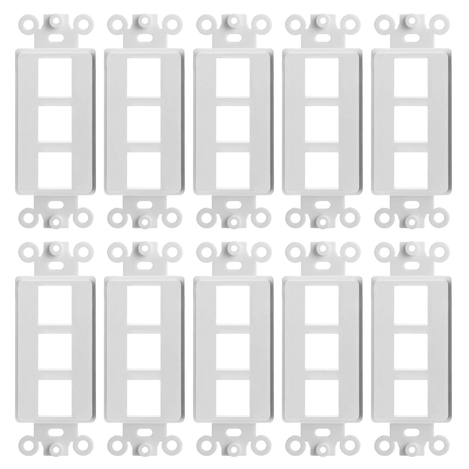 Cmple – Ensemble de 10 plaques murales décoratives à 3 ports, plaque murale Keystone à 1 dispositifs, plaque murale standard Keystone Jack à une