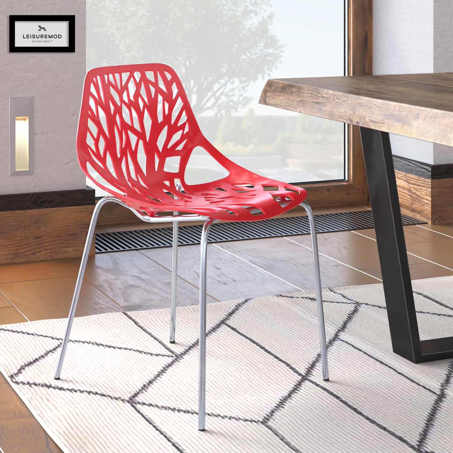 LeisureMod Modern Asbury Dining Chair with Chrome Legs – Stylish and Durable for Dining Rooms, Kitchens, and Offices