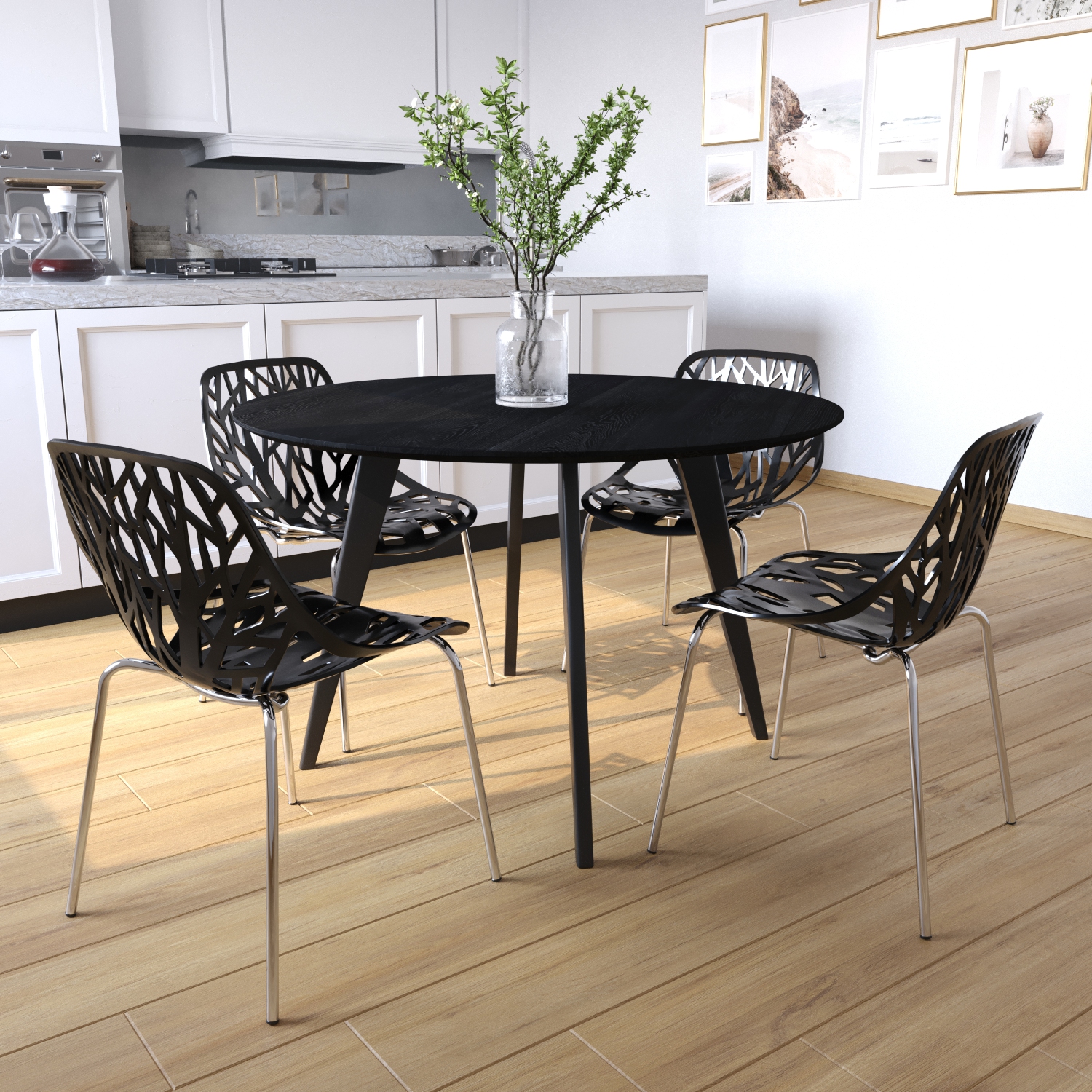 LeisureMod Modern Asbury Dining Chair with Chrome Legs – Stylish and Durable for Dining Rooms, Kitchens, and Offices