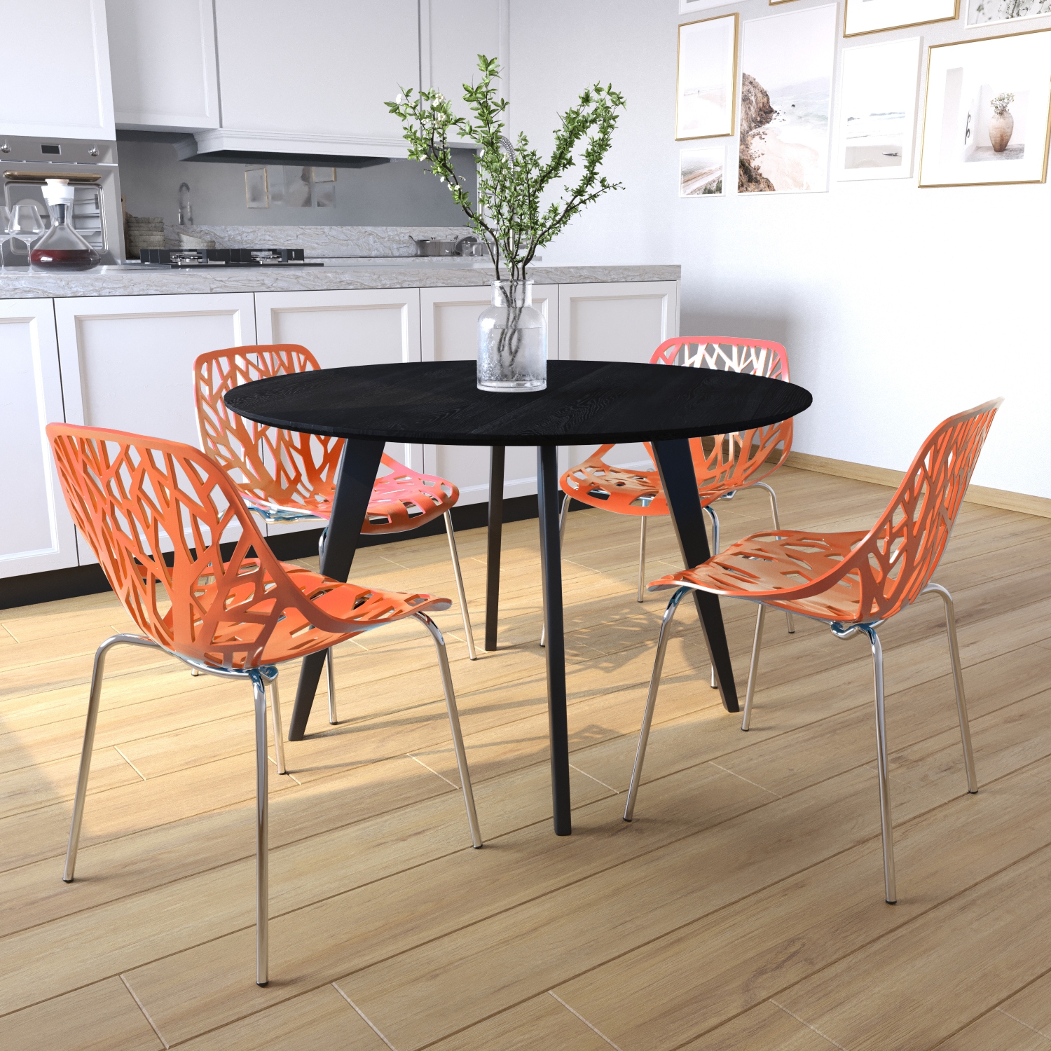LeisureMod Modern Asbury Dining Chair with Chrome Legs – Stylish and Durable for Dining Rooms, Kitchens, and Offices