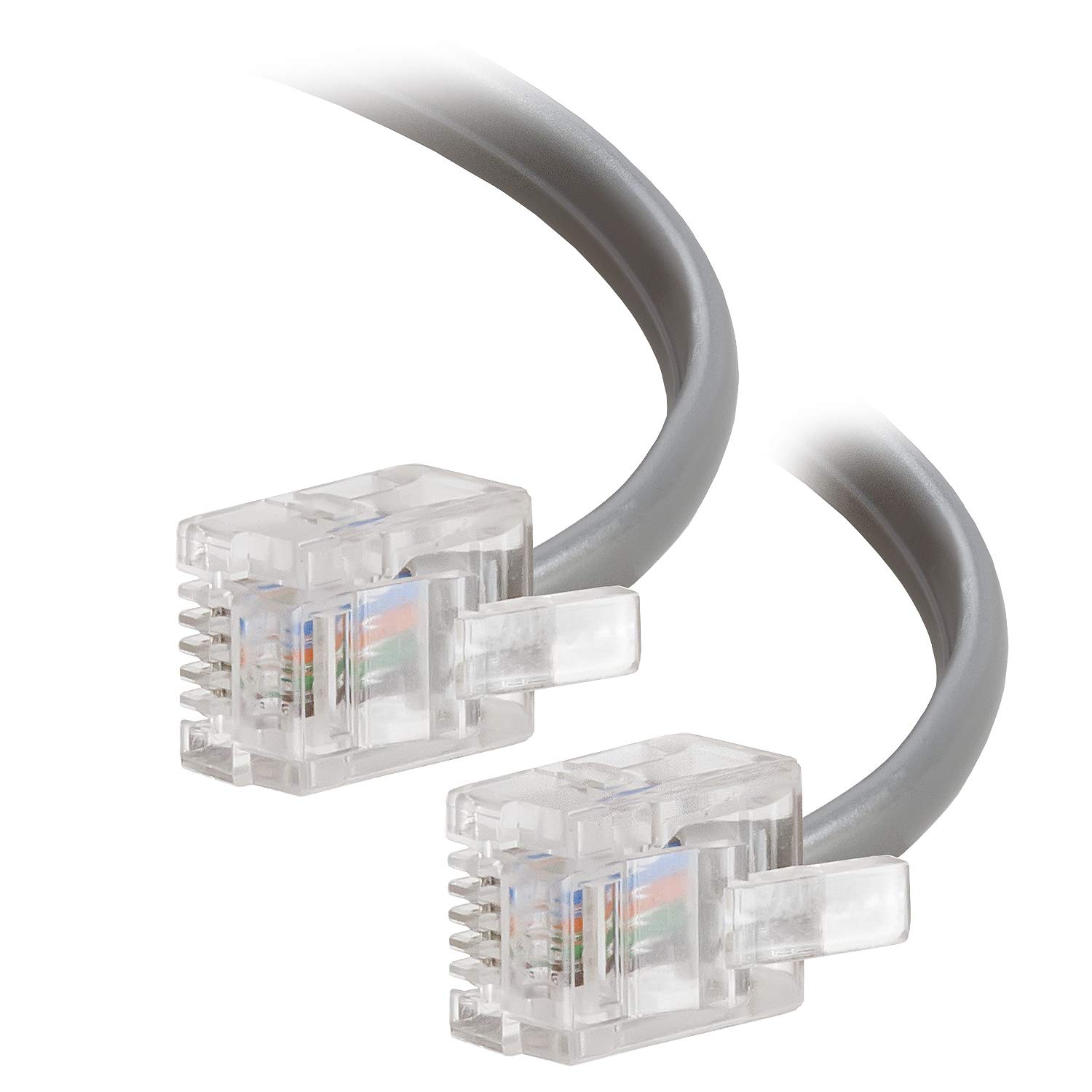 Cmple - Telephone Cord 14ft Phone Cord for Landline Male to Male 6P4C RJ11 Cable for 2 Lines Home Phone, Fax, DSL Modem, Router, Printer - Gray