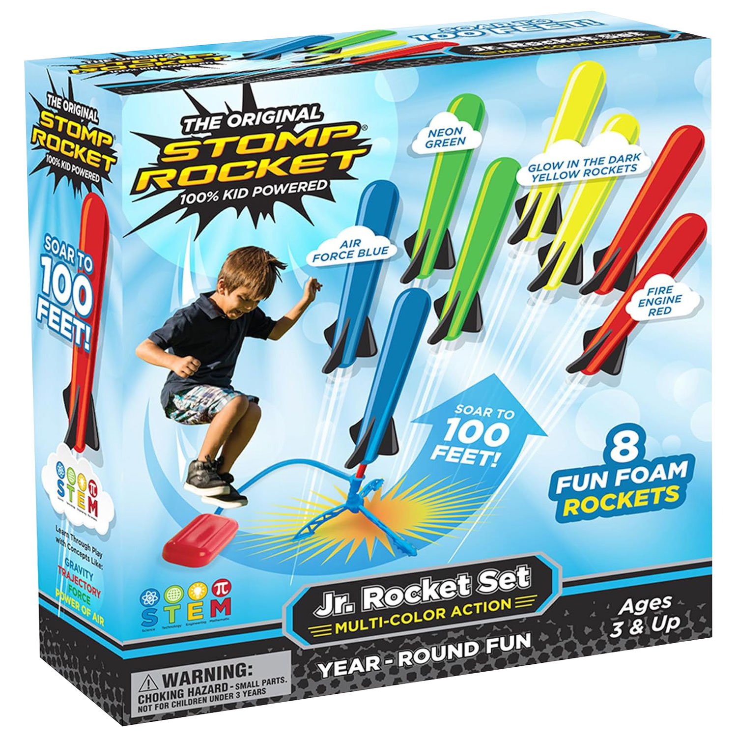 Stomp Rocket Jr. Multi Color Rocket Launcher - 8 Rockets