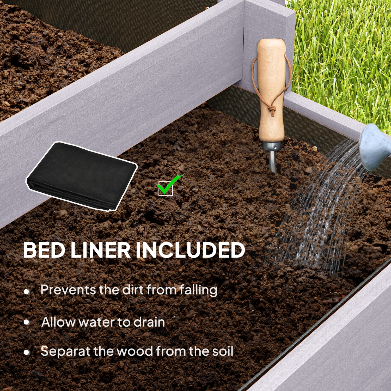 Jardinière surélevée Outsunny à 3 niveaux avec treillis pour les plantes grimpantes, jardinière surélevée en bois pour le jardin de 43,3 po,