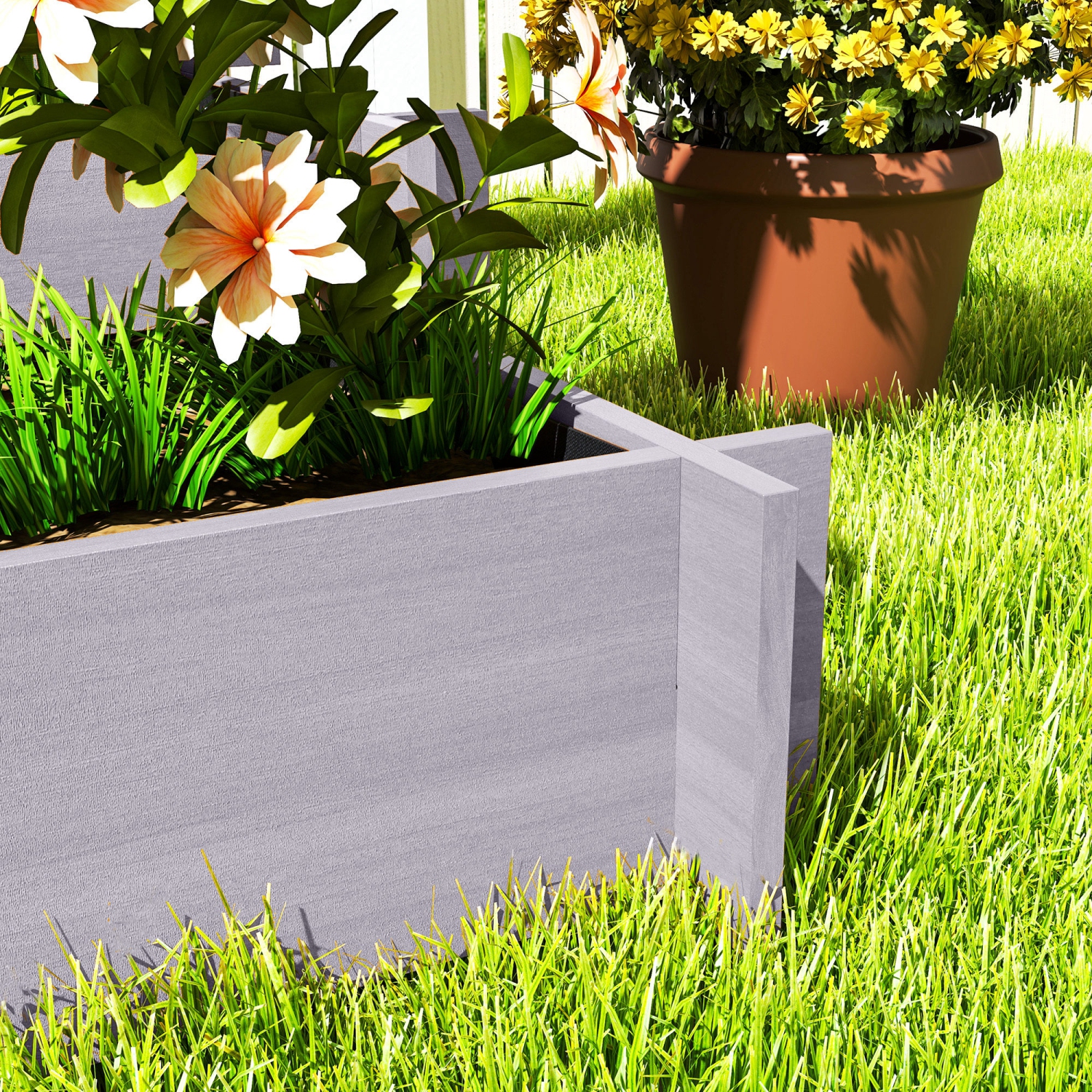 Jardinière surélevée Outsunny à 3 niveaux avec treillis pour les plantes grimpantes, jardinière surélevée en bois pour le jardin de 43,3 po,