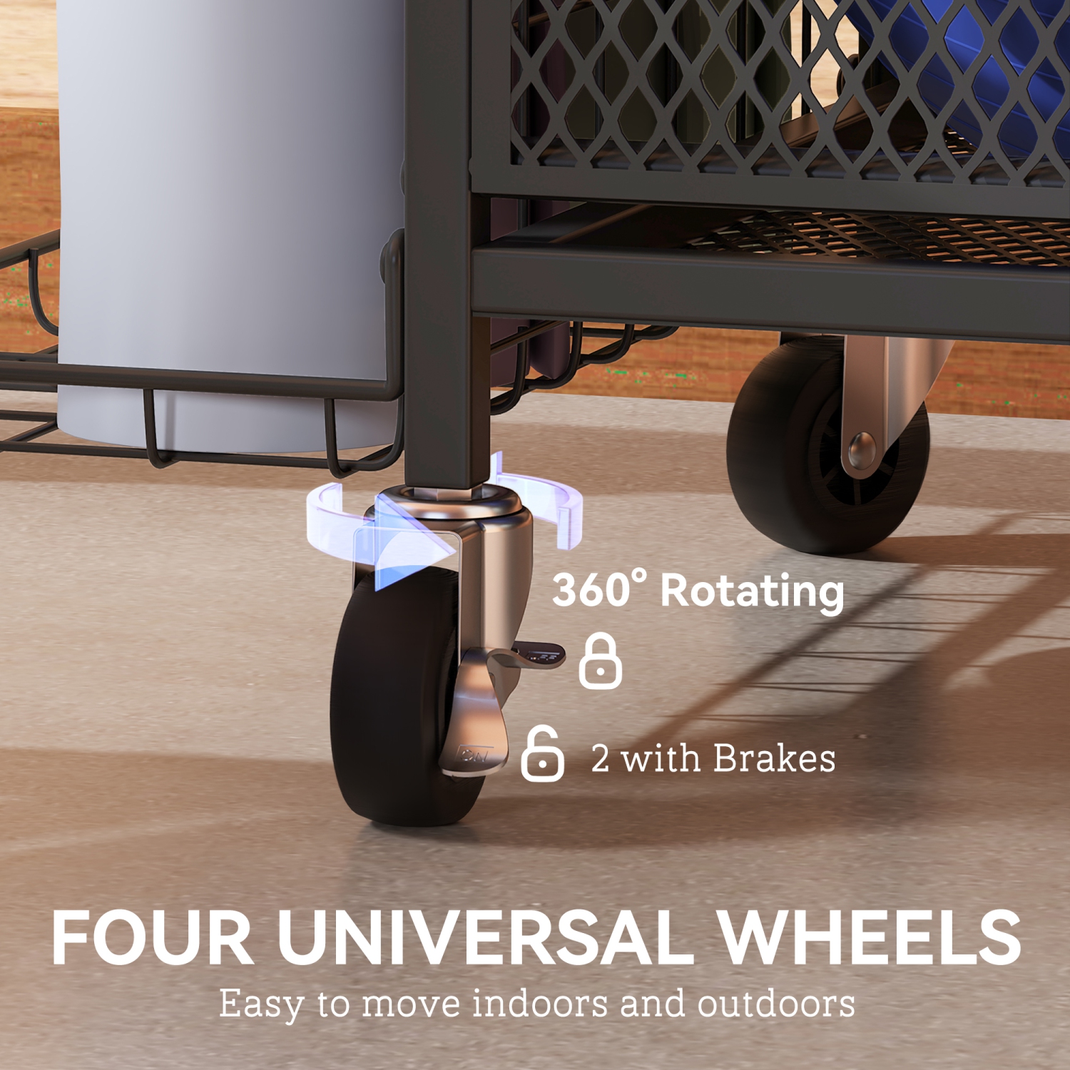 Soozier Sports Equipment Organizer, Rolling Garage Storage Rack with Wheels, Steel Home Gym Storage Cart with Dumbbell Rack, Ball Storage Holder,