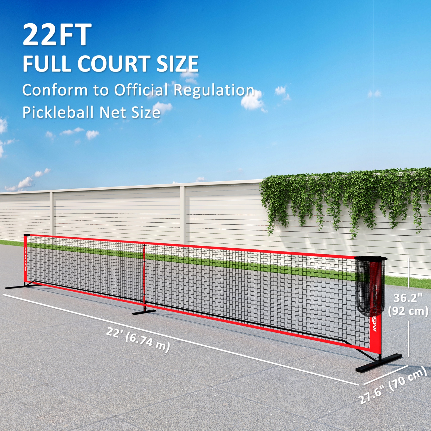 Soozier Pickleball Net Portable Set, Regulation 22 FT Pickleball Set with Net, Ball Collector, Court Marking Kit, Pickle Balls, Carrying Bag for
