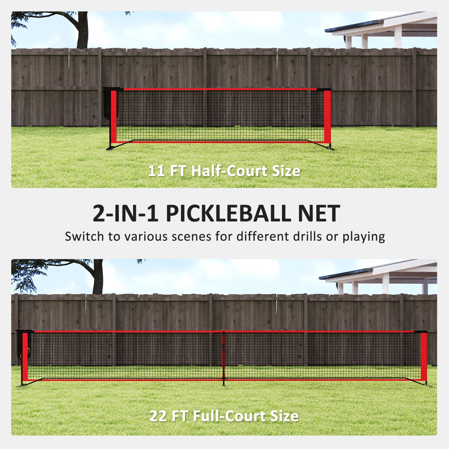 Soozier Pickleball Net Portable Set, Regulation 22 FT Pickleball Set with Net, Ball Collector, Court Marking Kit, Pickle Balls, Carrying Bag for
