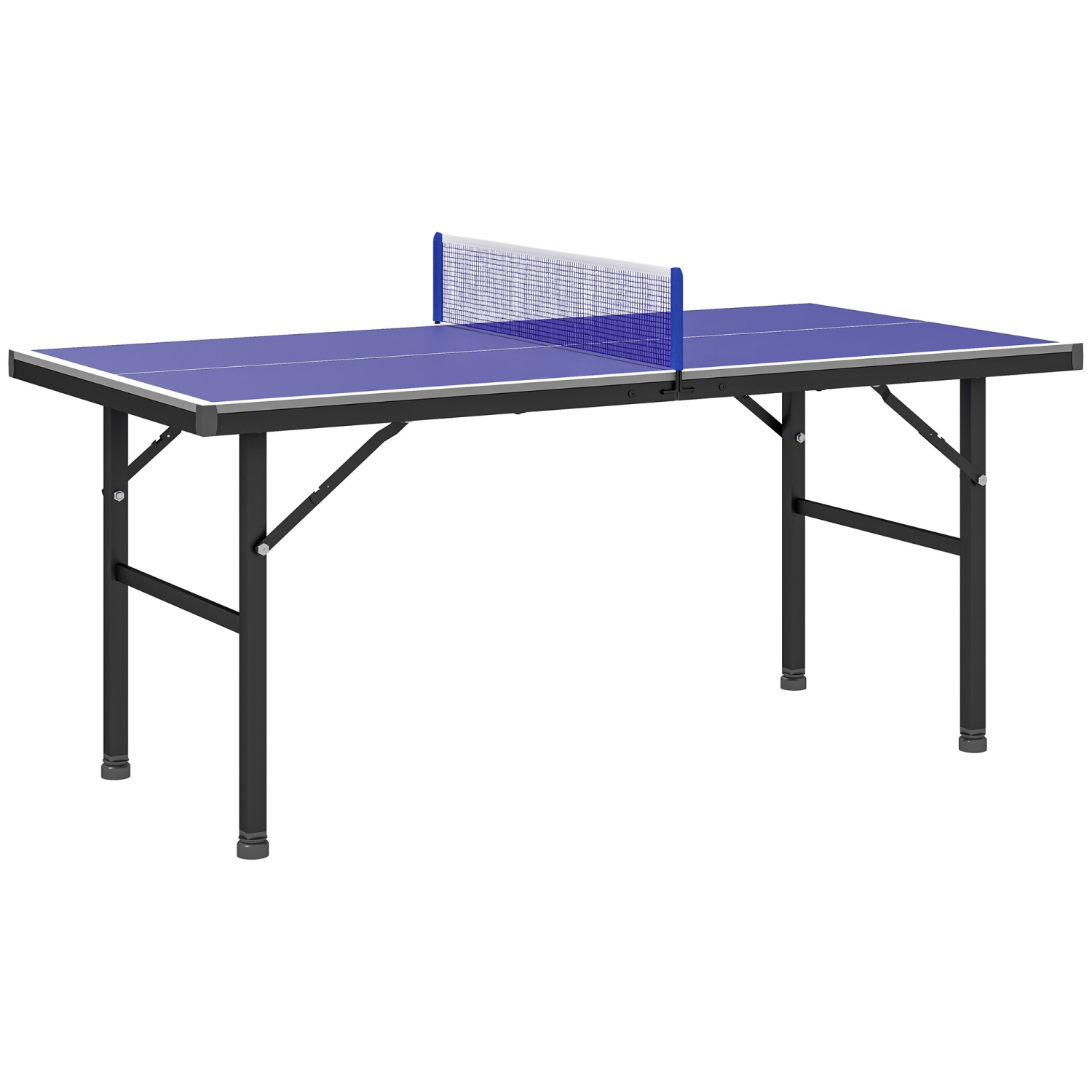 Soozier 5' x 2.5' Mini Ping Pong Table with Professional UV Treated Tabletop, Foldable Table Tennis Table with Adjustable Feet and Net for Outdoor