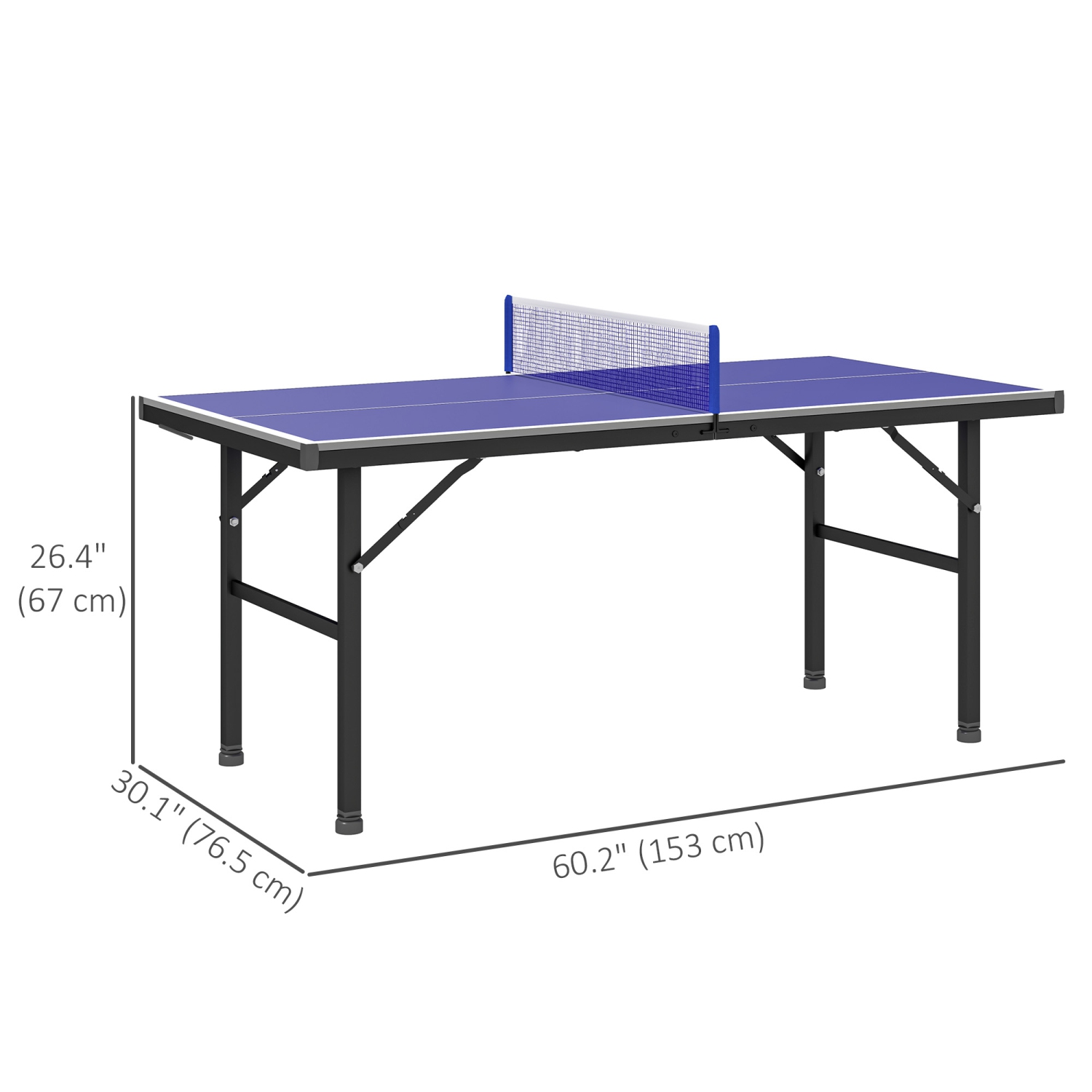 Soozier 5' x 2.5' Mini Ping Pong Table with Professional UV Treated Tabletop, Foldable Table Tennis Table with Adjustable Feet and Net for Outdoor