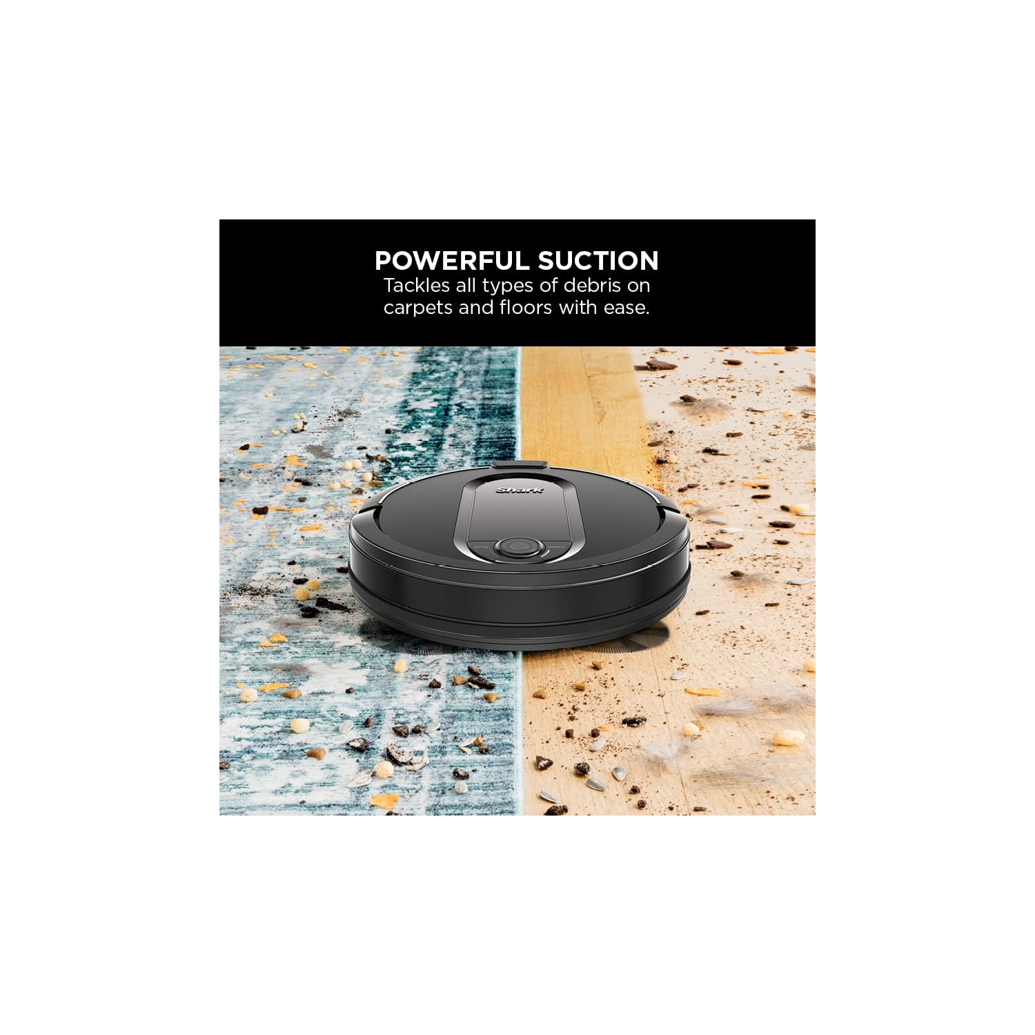 Aspirateur robot RV990CA EZ de Shark avec nettoyage de rangée par rangée, aspiration puissante, idéal pour les poils d'animaux, le Wi-Fi, les tapis