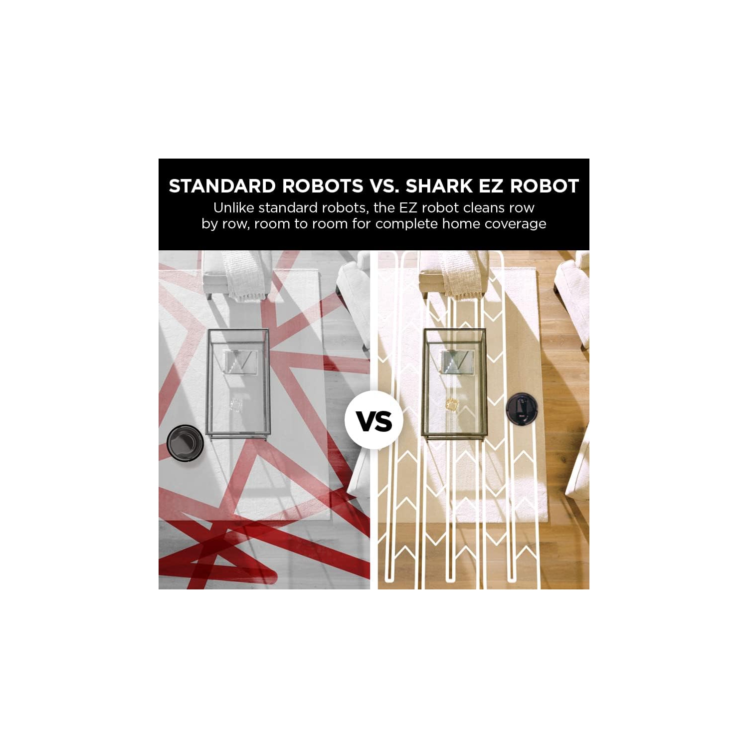 Aspirateur robot RV990CA EZ de Shark avec nettoyage de rangée par rangée, aspiration puissante, idéal pour les poils d'animaux, le Wi-Fi, les tapis