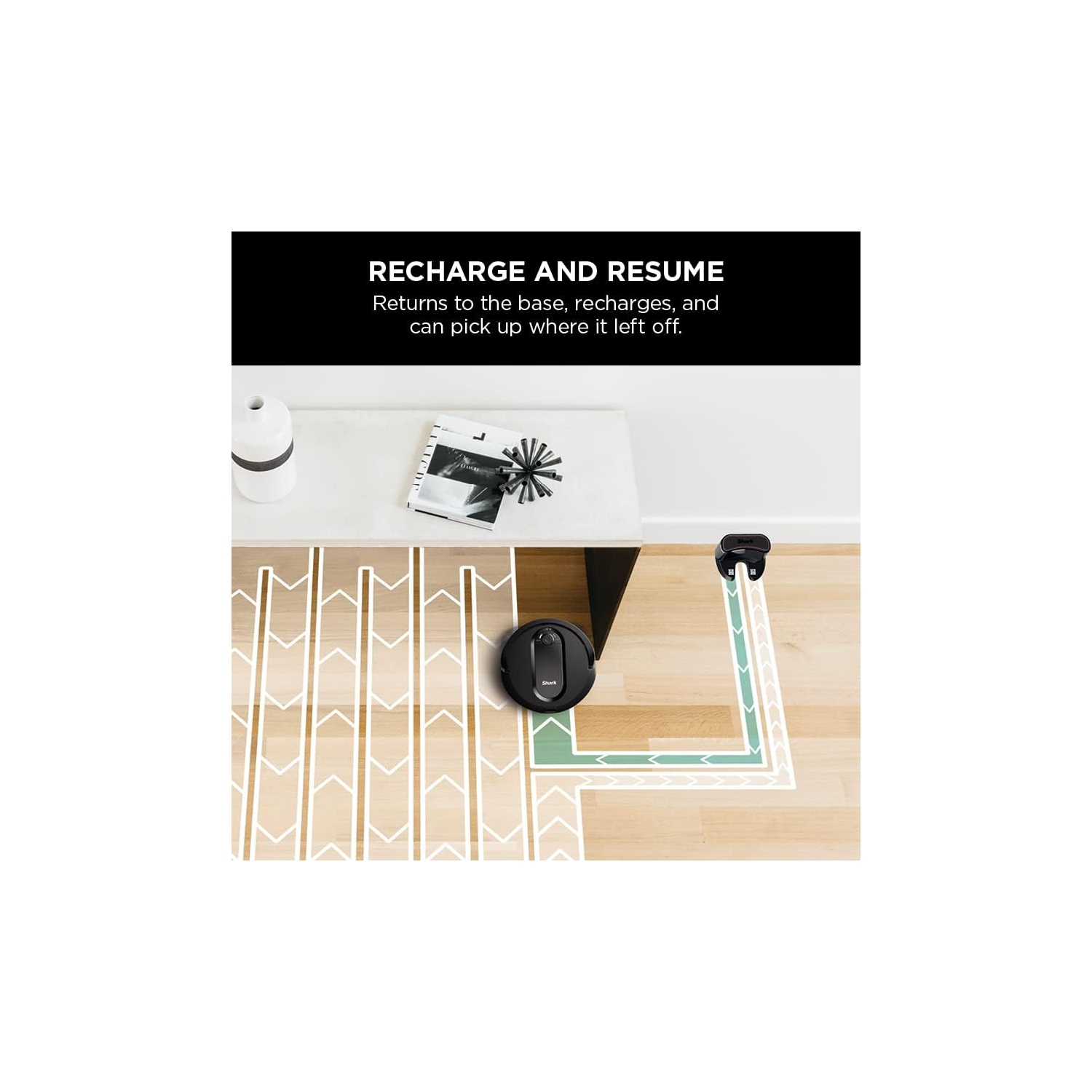 Aspirateur robot RV990CA EZ de Shark avec nettoyage de rangée par rangée, aspiration puissante, idéal pour les poils d'animaux, le Wi-Fi, les tapis