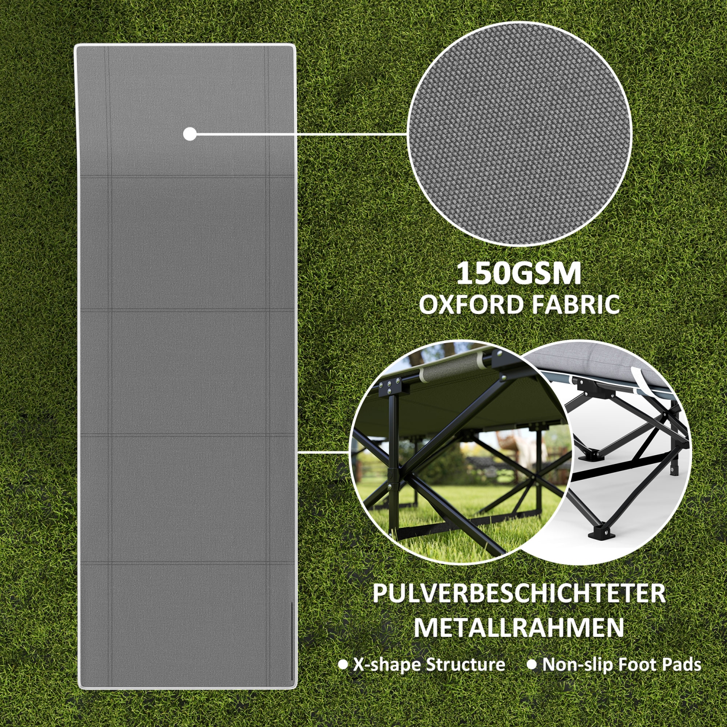 Outsunny Camping Cot for Adults with Mattress, 26.4" Wide Folding Bed with Storage Pocket, Carry Bag and Non Slip Feet for Outdoor Travel Home