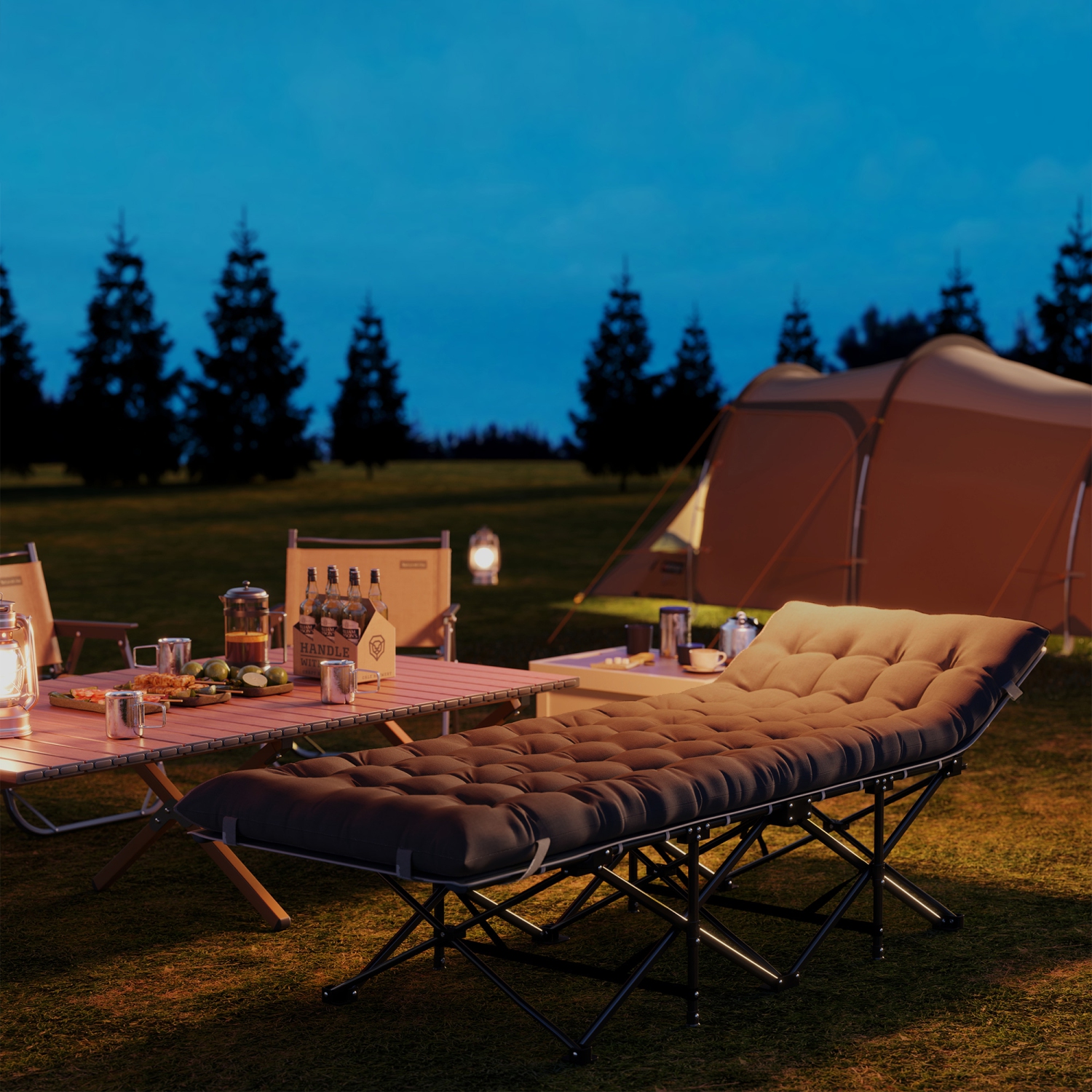 Outsunny Camping Cot for Adults with Mattress, 26.8" Wide Folding Bed with Carry Bag and Non-Slip Feet for Outdoor Travel Home Office, Max Load 330