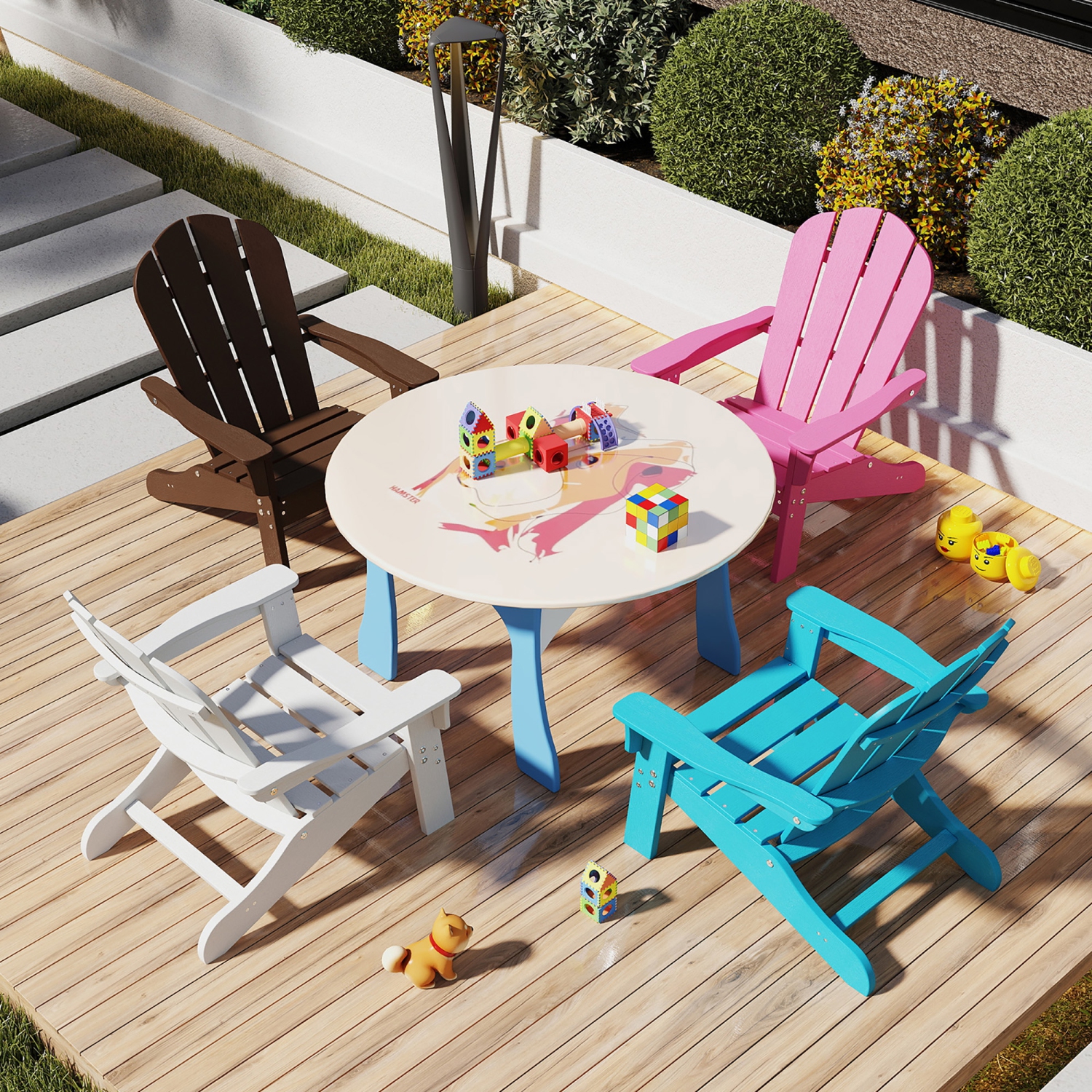 Gymax 2PCS Kid's Adirondack Chair All-Weather HDPE Toddler Lawn Chair w/ Ergonomic Design