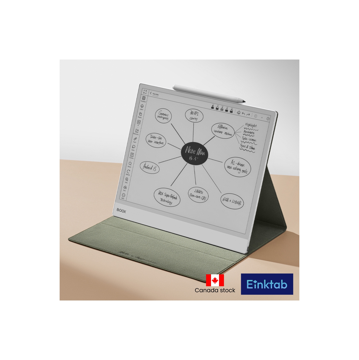 BOOX Note Max 13.3-inch Monochrome E-ink Tablet + Original Cover Case + Pen Tips