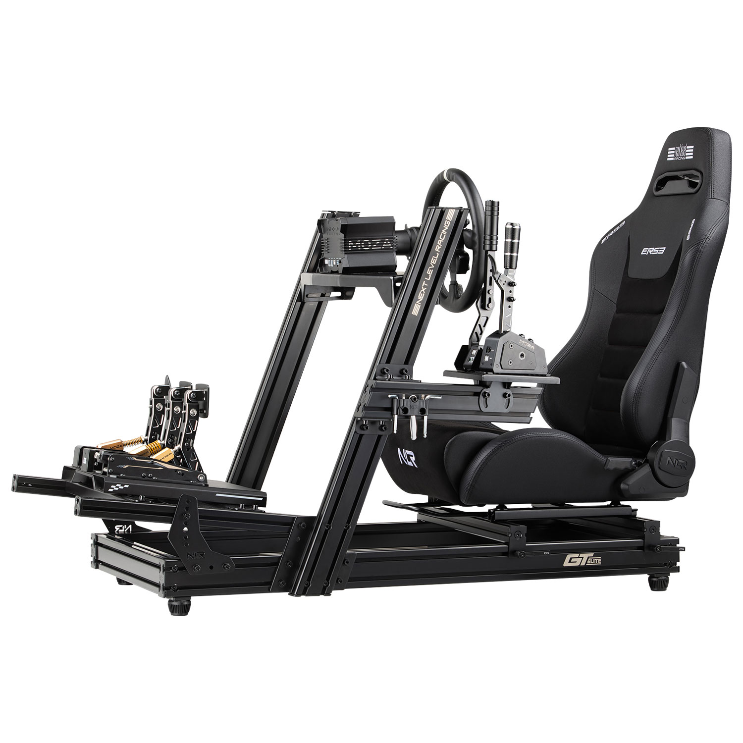 Siège de course inclinable en cuir de PU et en suède ERS3 Elite de Next Level Racing - Noir