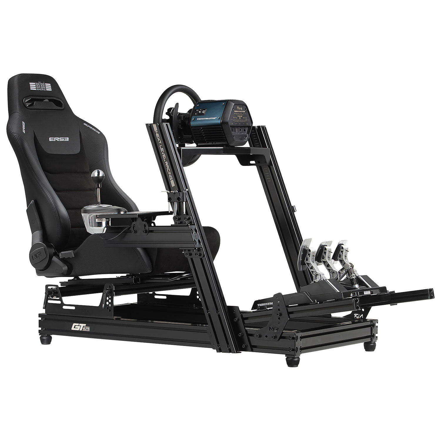 Siège de course inclinable en cuir de PU et en suède ERS3 Elite de Next Level Racing - Noir