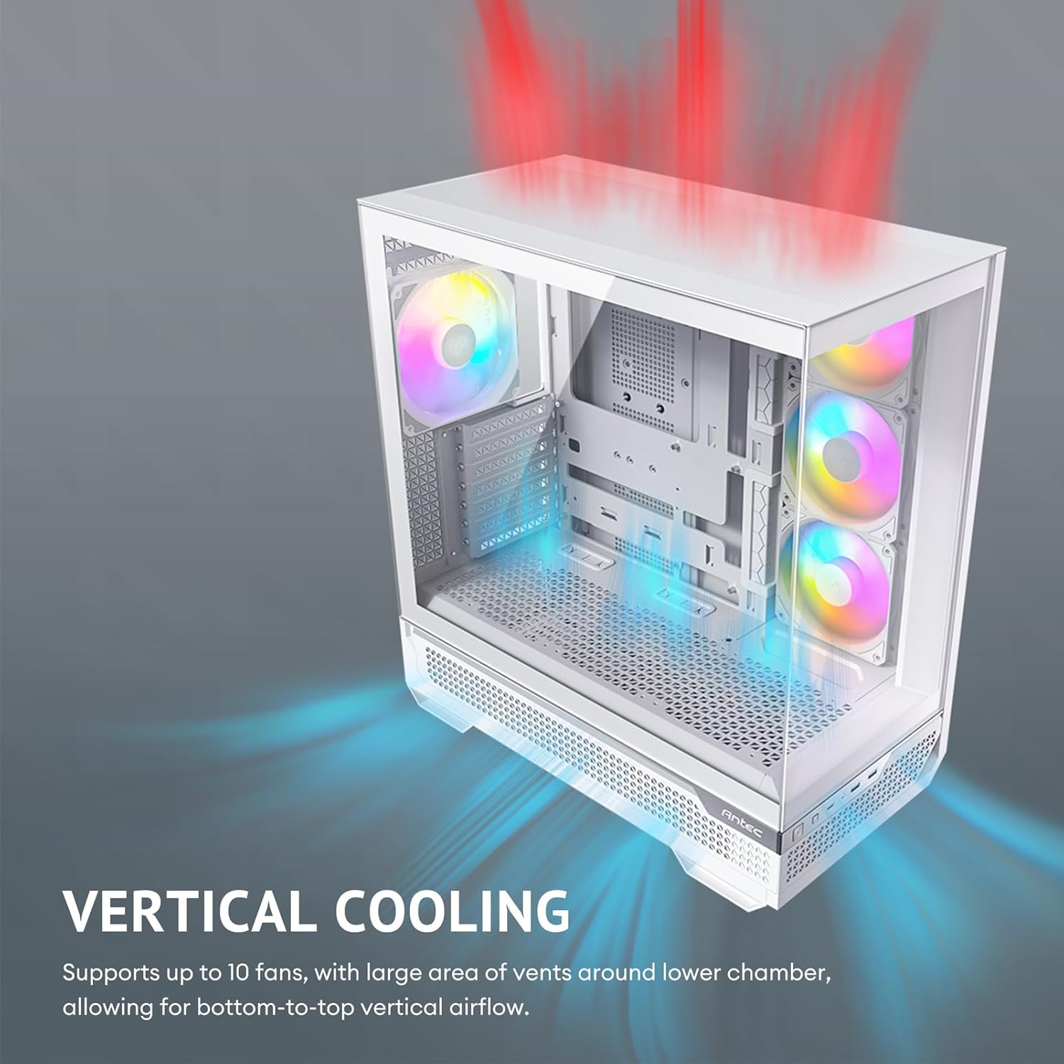 Antec C7 ARGB blanc, prise en charge du processeur graphique RTX 40, 4 ventilateurs 120&nbsp;mm ARGB PWM inclus