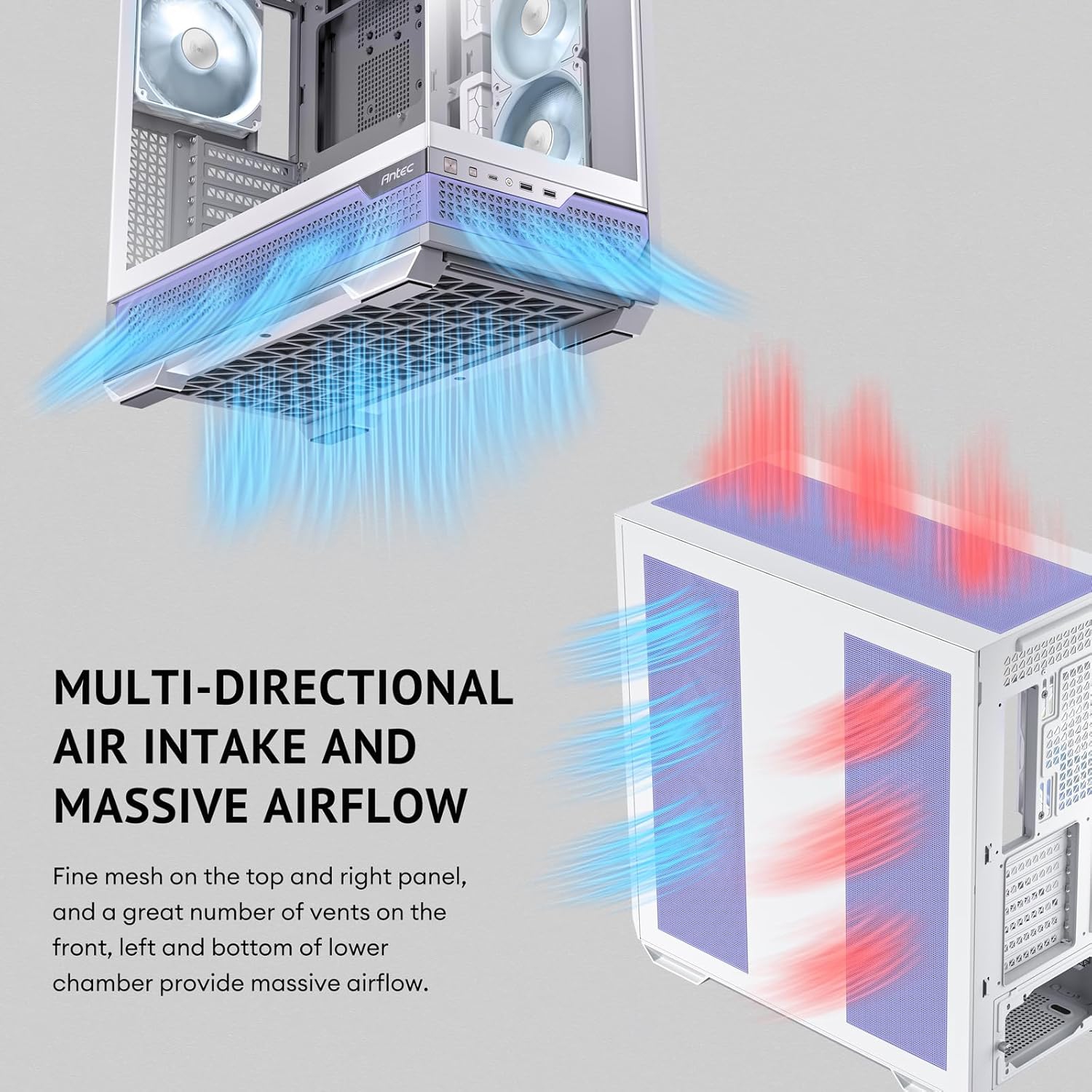Antec C7 ARGB blanc, prise en charge du processeur graphique RTX 40, 4 ventilateurs 120&nbsp;mm ARGB PWM inclus