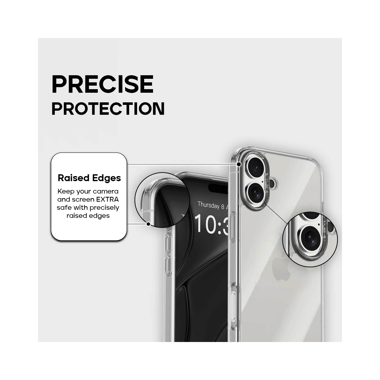 Étui antichoc transparent d'Adreama pour iPhone 16 Plus