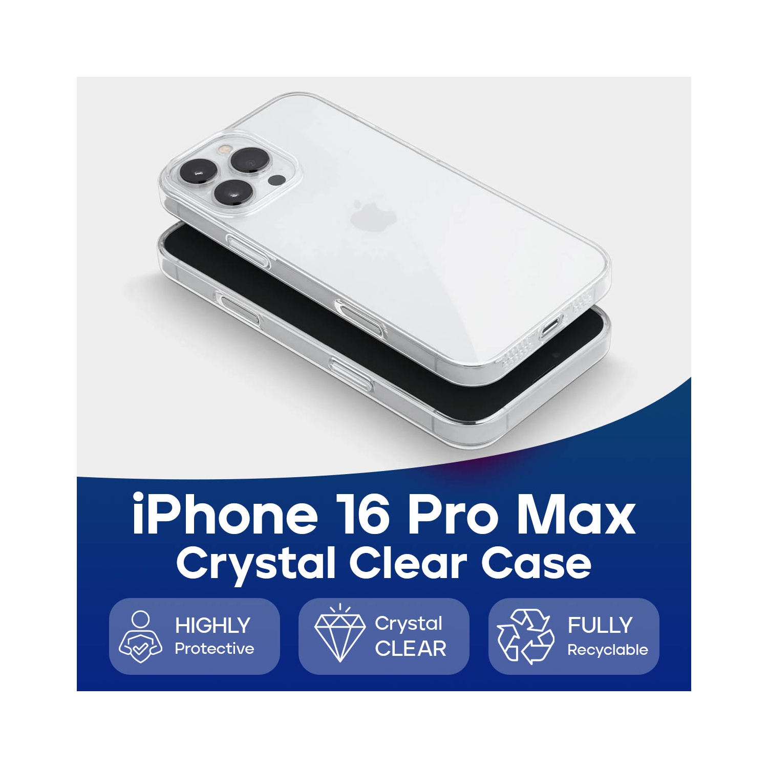 Adreama iPhone 16 Pro Max Crystal Clear Shockproof Case