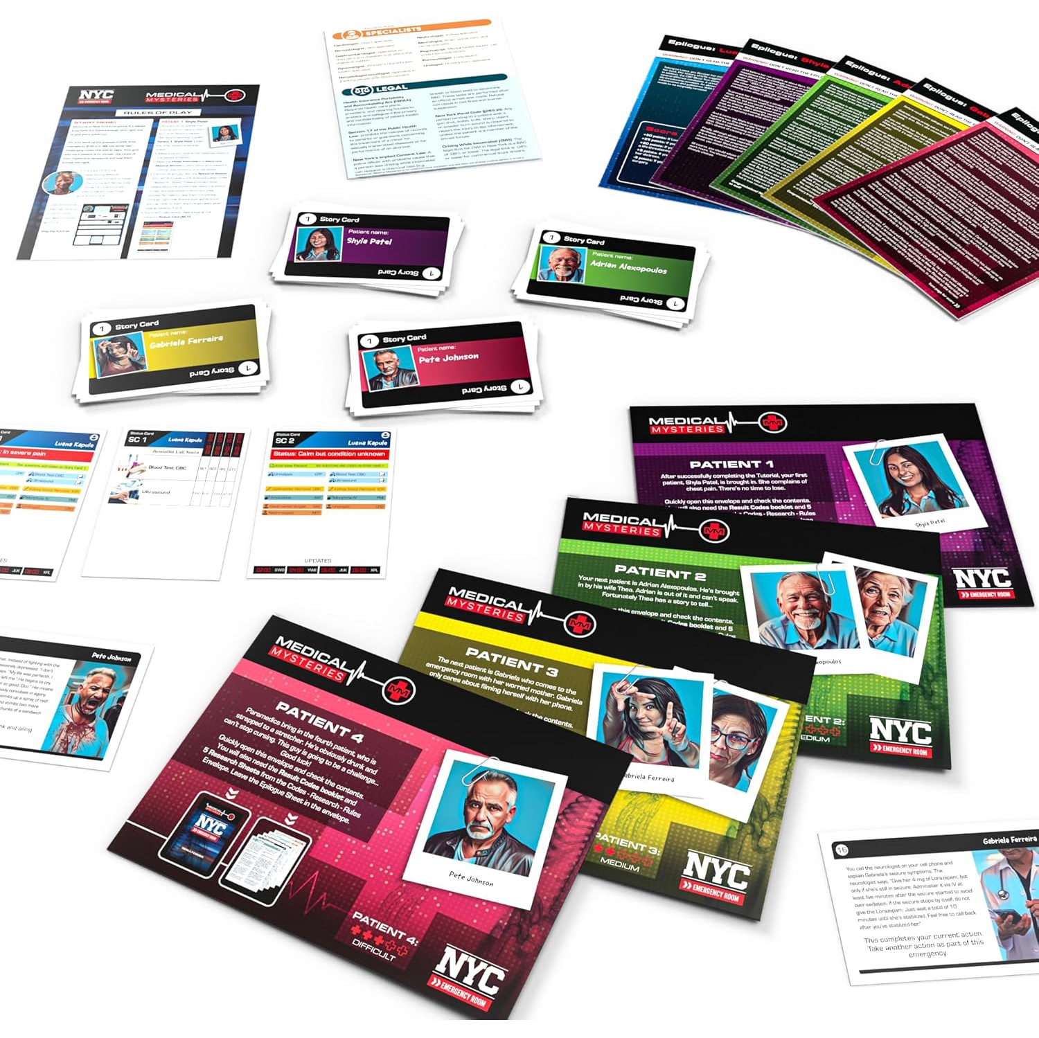 Les mystères médicaux de Buffalo Games&nbsp;: Salle d'urgence NYC | Jeu de société Cooperative Mystery | 14 ans et plus | 1-4 joueurs