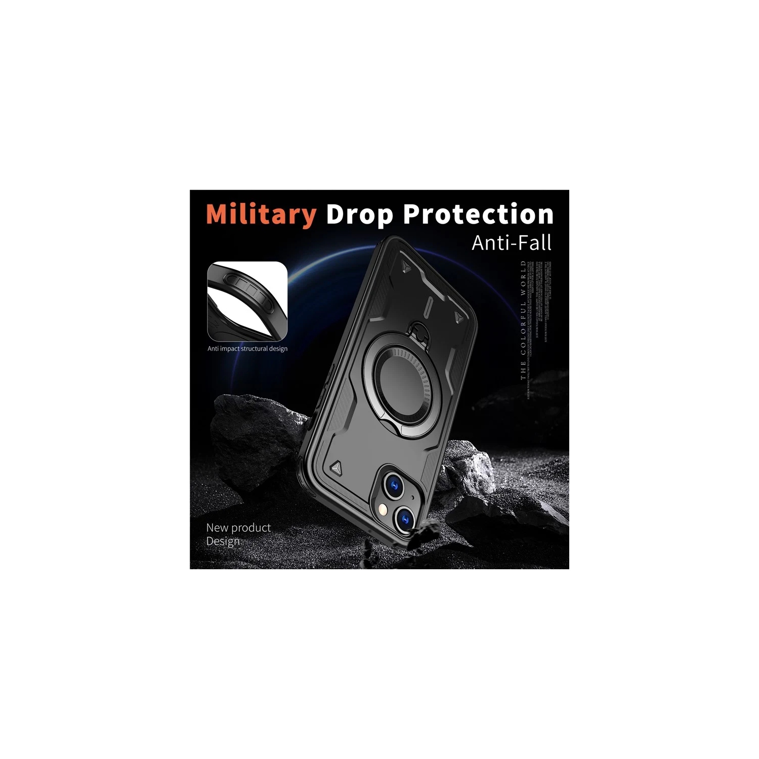 [CS] Étui antichoc avec béquille Magsafe avec anneau pour iPhone 11, noir